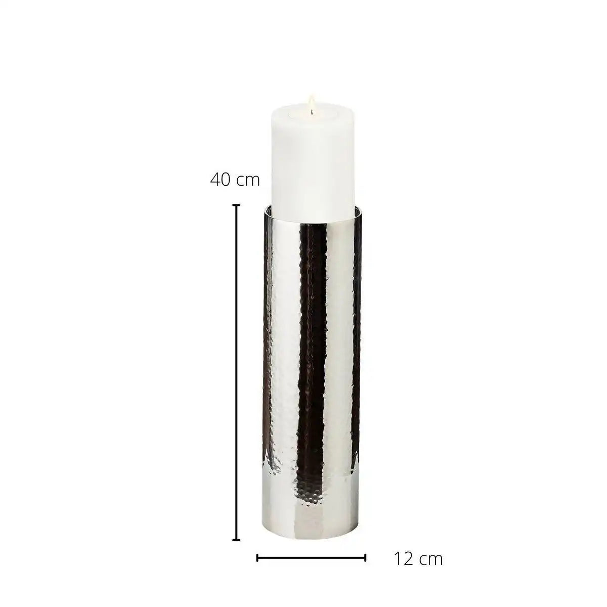 Kerzenständer Boston gehämmert Edelstahl glänzend vernickelt 40 cm - HomeDesign Knaus