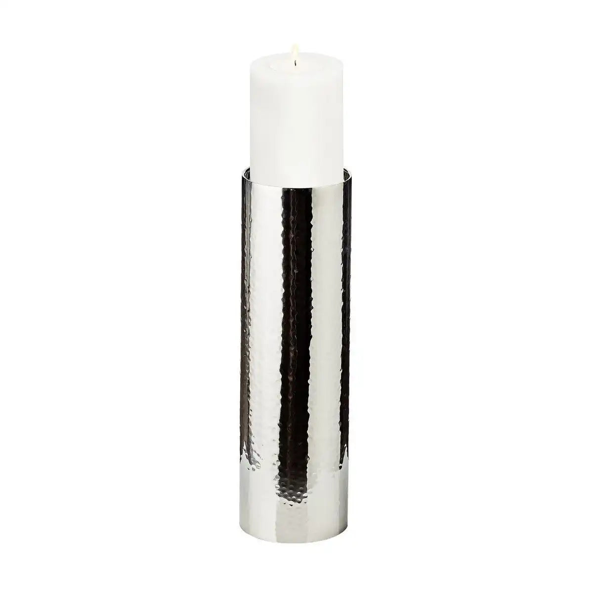 Kerzenständer Boston gehämmert Edelstahl glänzend vernickelt 40 cm - HomeDesign Knaus