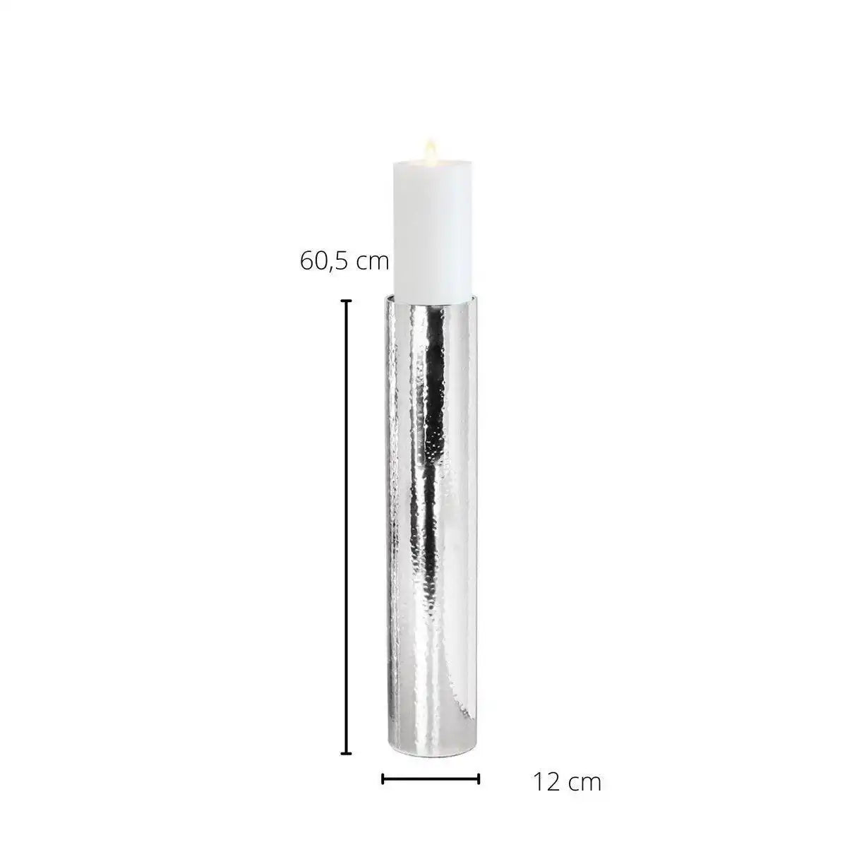 Kerzenständer Boston gehämmert Edelstahl glänzend vernickelt 60 cm - HomeDesign Knaus