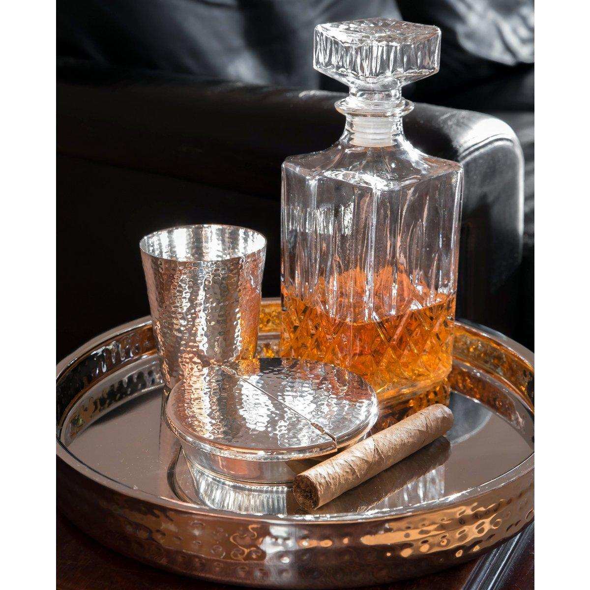 Klapp-Aschenbecher Madras, gehämmert, schwerversilbert, Durchmesser 13 cm, Höhe 2,5 cm - HomeDesign Knaus