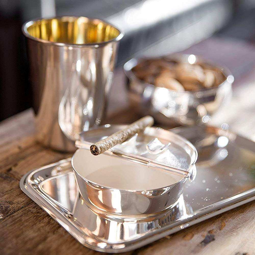 Klapp-Ascher Aschenbecher Ashburn, schwerversilbert, Durchmesser 10 cm, 2 Ablagemulden - HomeDesign Knaus