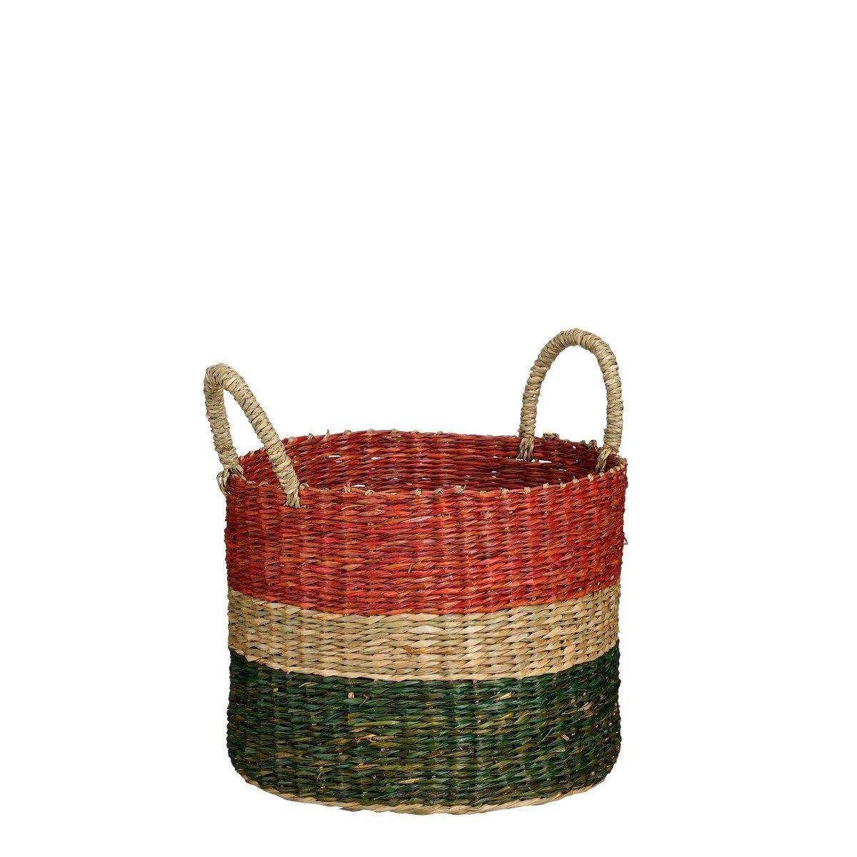 Korb – 3er-Set – H29 x Ø32 cm – Braun, Rot, Grün, Rosa - HomeDesign Knaus