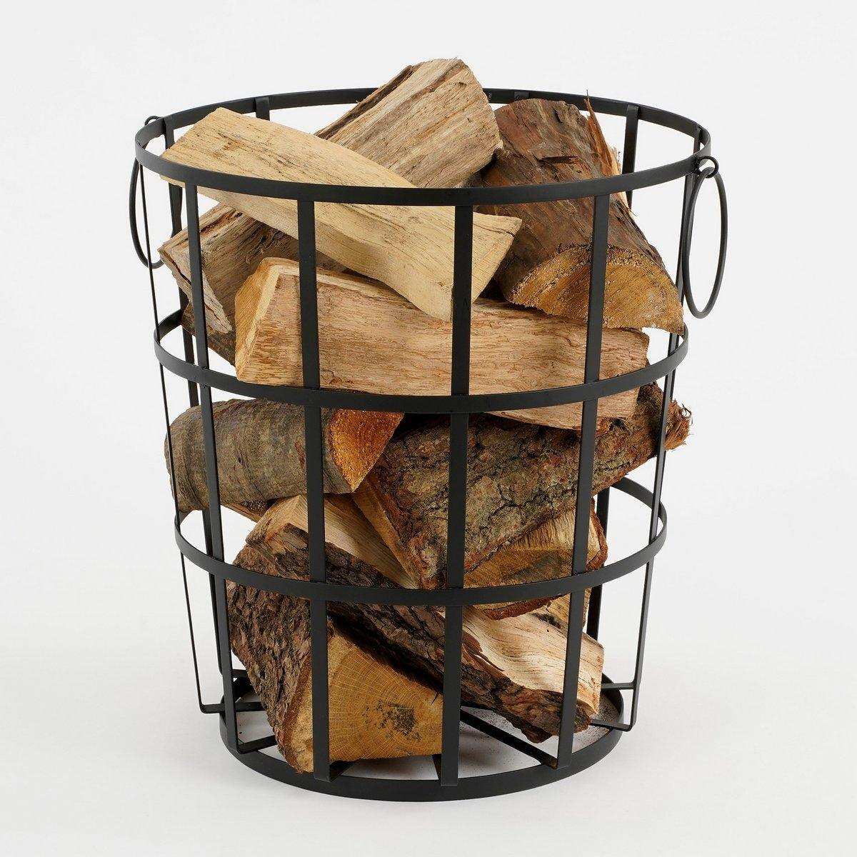 Korb für Holzscheite – H45 x Ø40 cm – Metall – Schwarz - HomeDesign Knaus
