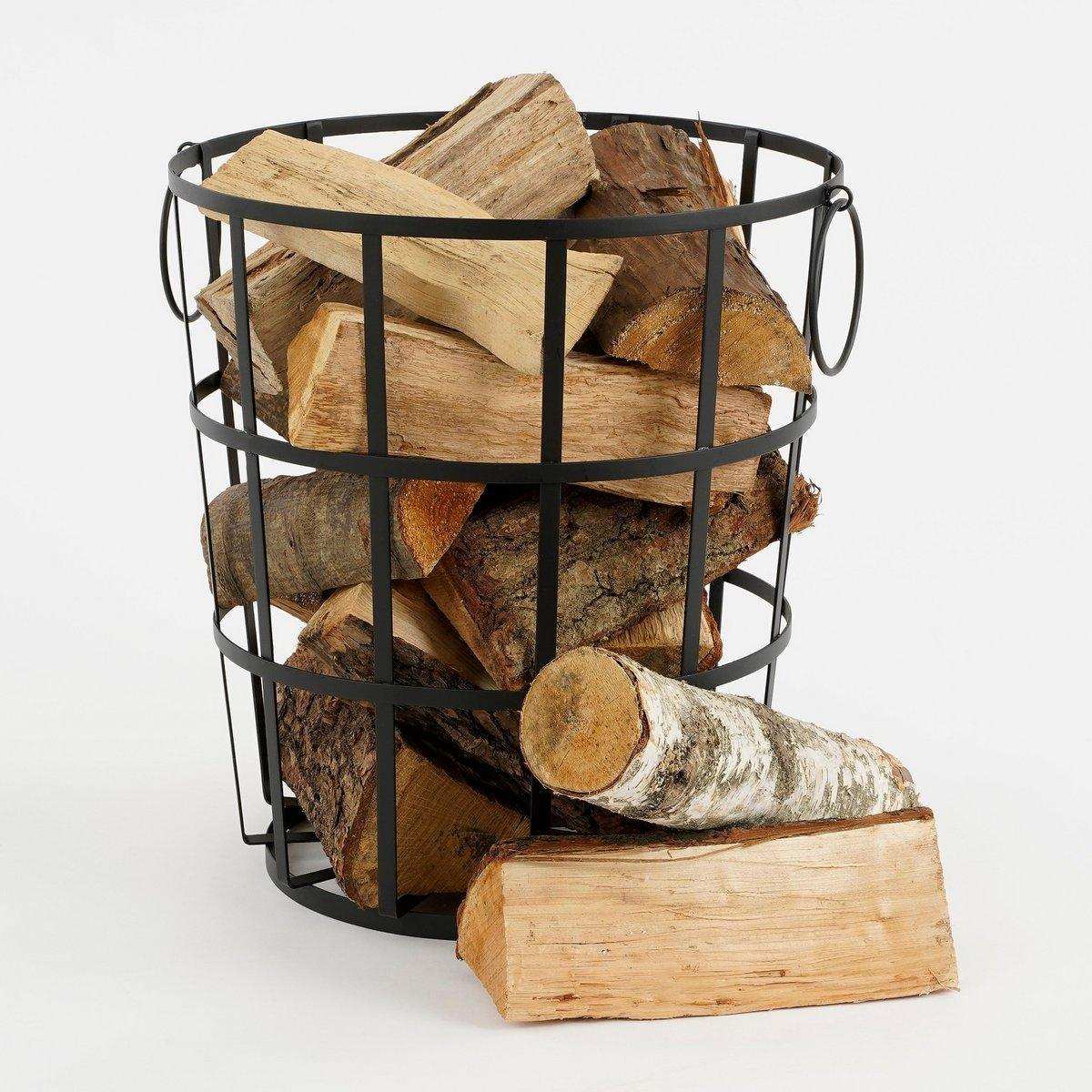 Korb für Holzscheite – H45 x Ø40 cm – Metall – Schwarz - HomeDesign Knaus