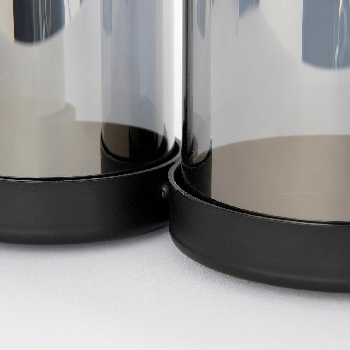 Kratos Kerzenhalter – L36 x B11,5 x H17,5 cm – Metall, Glas – Grau - HomeDesign Knaus