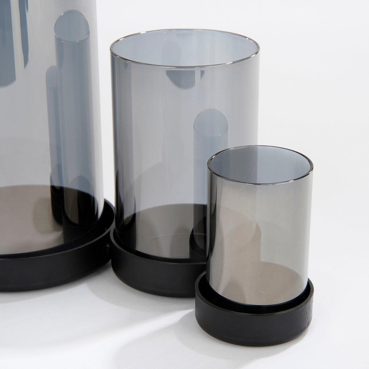 Kratos Kerzenhalter – L36 x B11,5 x H17,5 cm – Metall, Glas – Grau - HomeDesign Knaus