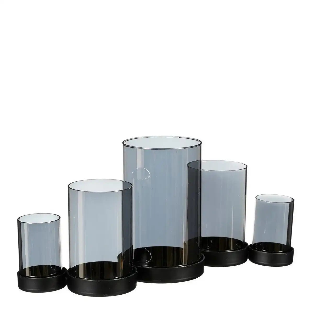 Kratos Kerzenhalter – L36 x B11,5 x H17,5 cm – Metall, Glas – Grau - HomeDesign Knaus