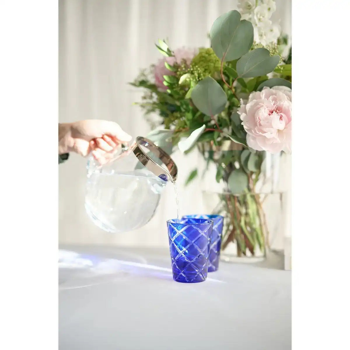 Krug Olivia, mundgeblasenes Kristallglas mit Platinrand 1,0 Liter - HomeDesign Knaus