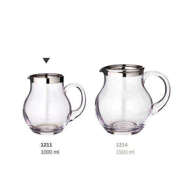 Krug Olivia, mundgeblasenes Kristallglas mit Platinrand 1,0 Liter - HomeDesign Knaus
