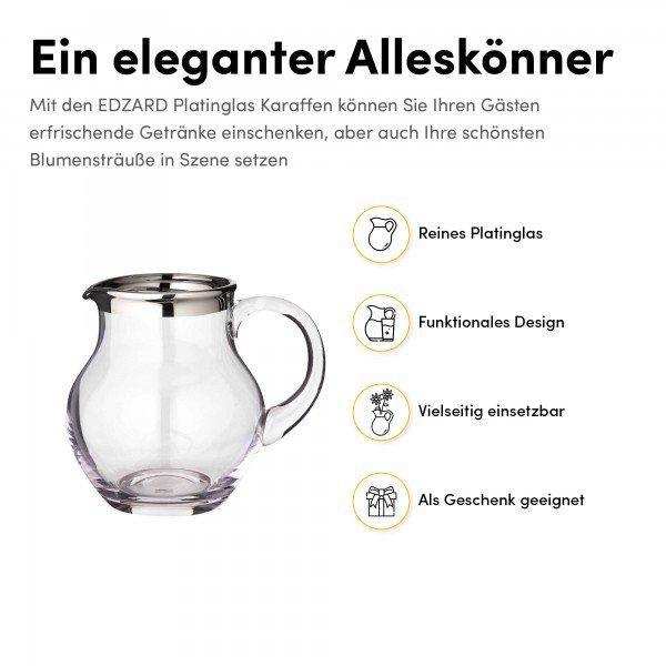 Krug Olivia, mundgeblasenes Kristallglas mit Platinrand 1,0 Liter - HomeDesign Knaus