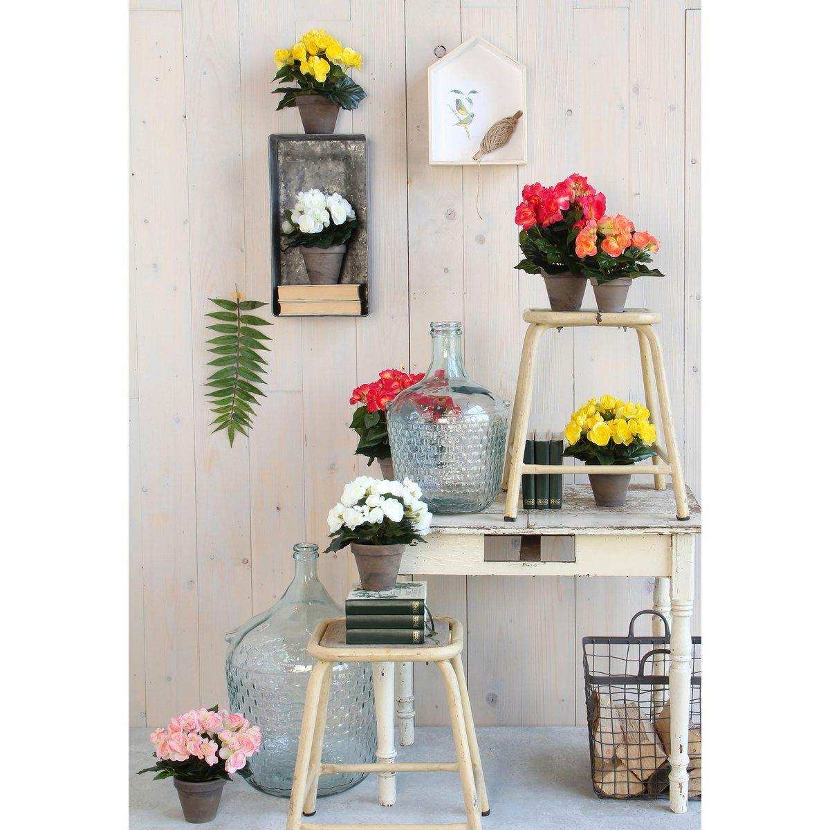 Künstliche Begonienpflanze im Blumentopf Stan – H30 x Ø25 cm – Weiß - HomeDesign Knaus