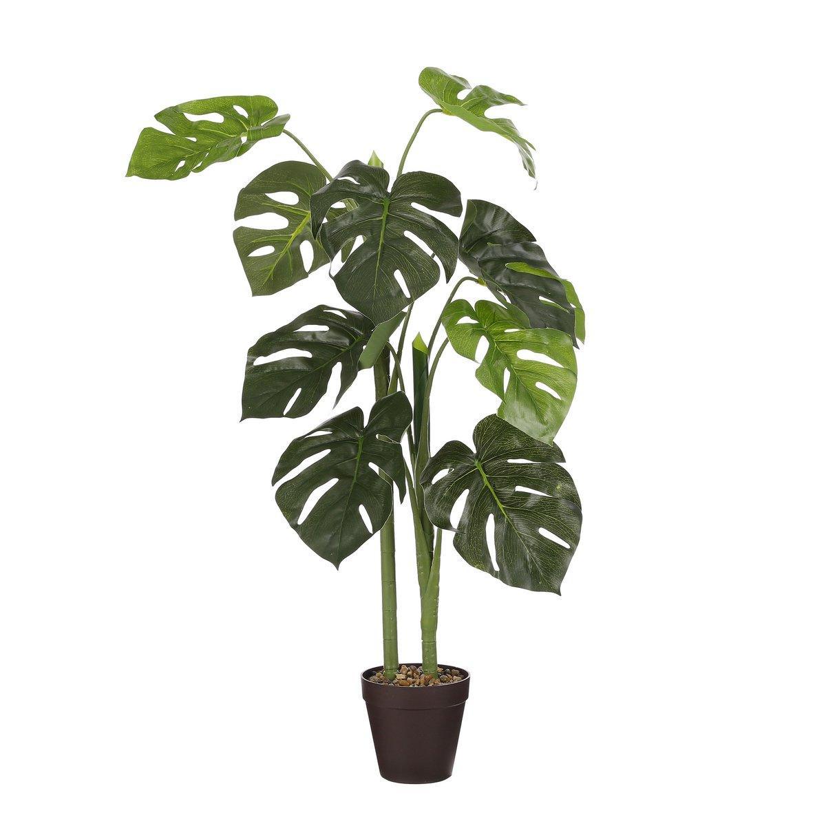 Künstliche Monstera-Pflanze im Blumentopf – H100 x Ø50 cm – Grün - HomeDesign Knaus