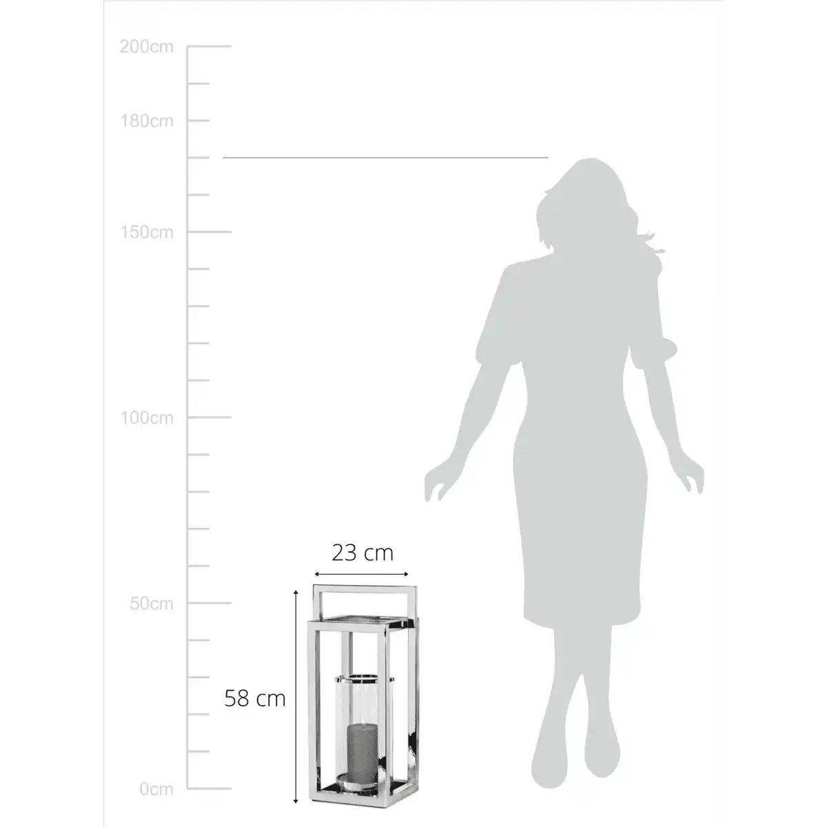 Laterne Windlicht Manhattan mit Griff, Edelstahl glänzend vernickelt 58 cm - HomeDesign Knaus