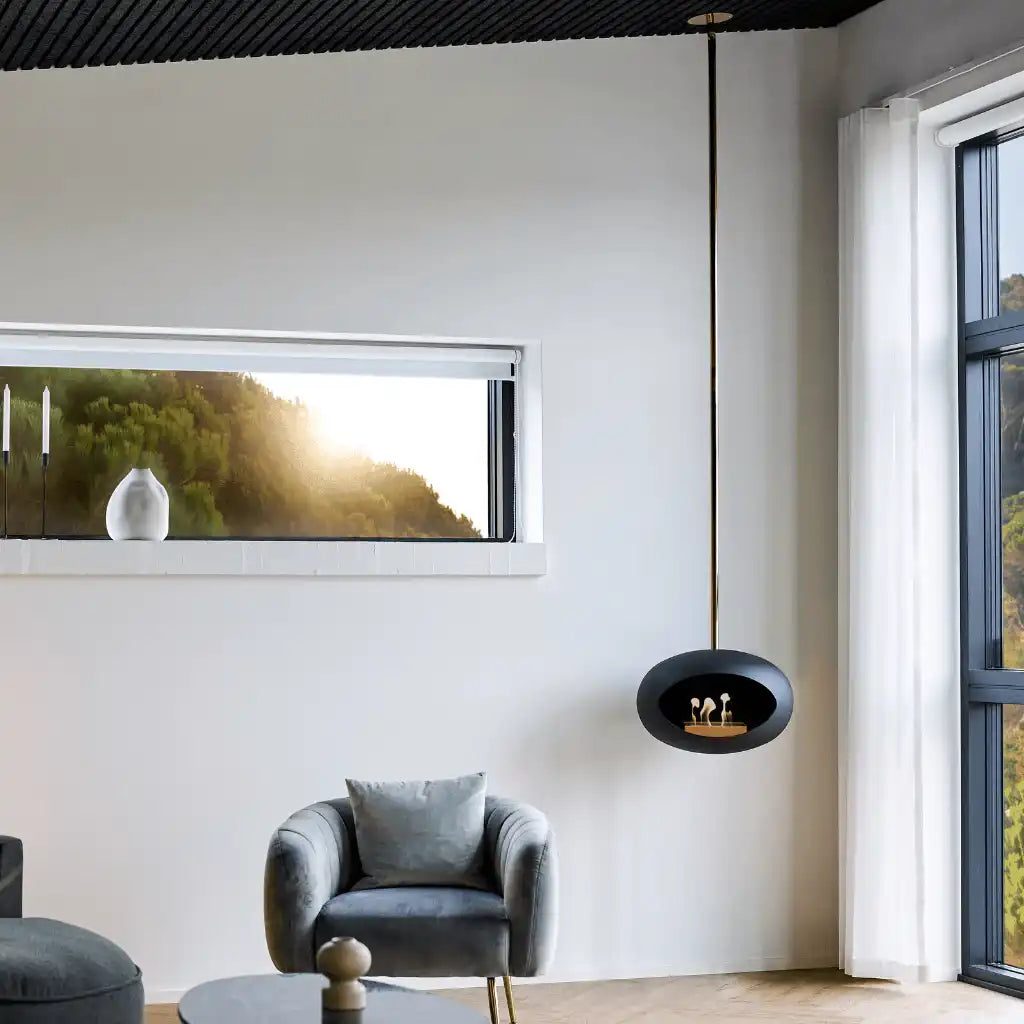 Le Feu Bio-Kamin Edelstahl Black Sky hängend Deckenkamin Schwarz Edelstahl - HomeDesign Knaus