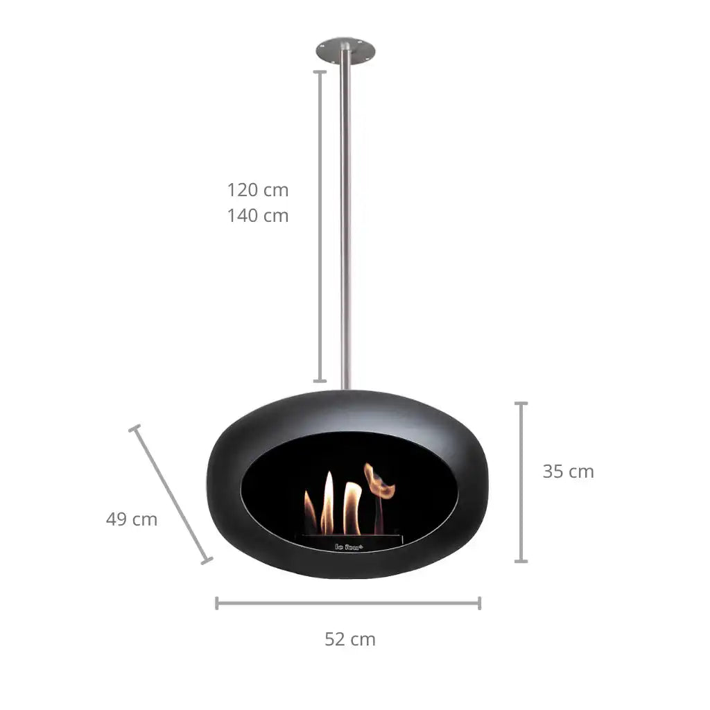 Le Feu Bio-Kamin Edelstahl Black Sky hängend Deckenkamin Schwarz Edelstahl - HomeDesign Knaus
