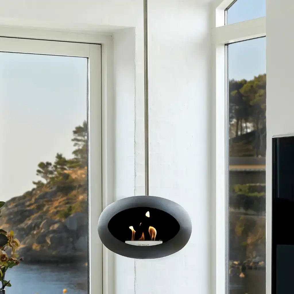 Le Feu Bio-Kamin Edelstahl Black Sky hängend Deckenkamin Schwarz Edelstahl - HomeDesign Knaus