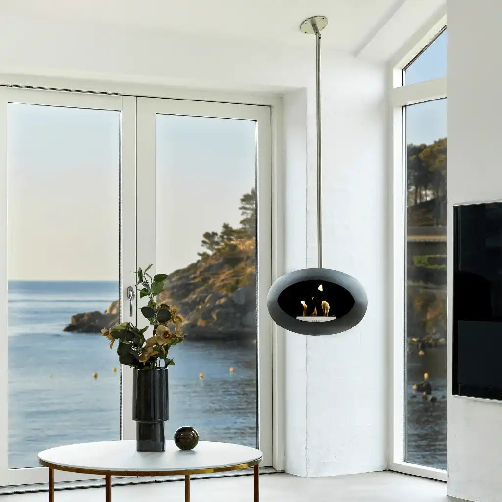 Le Feu Bio-Kamin Edelstahl Black Sky hängend Deckenkamin Schwarz Edelstahl - HomeDesign Knaus
