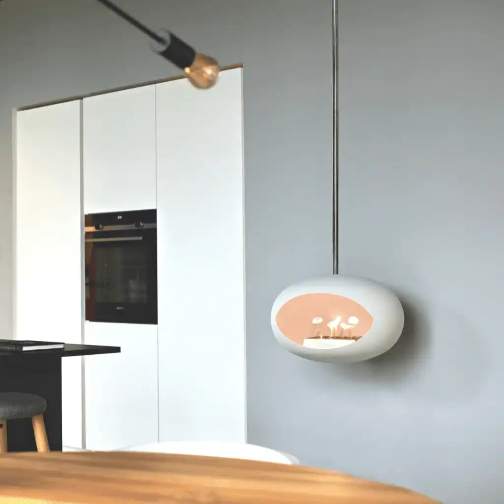 Le Feu Bio-Kamin Edelstahl White Sky hängend Deckenkamin Weiß Edelstahl - HomeDesign Knaus