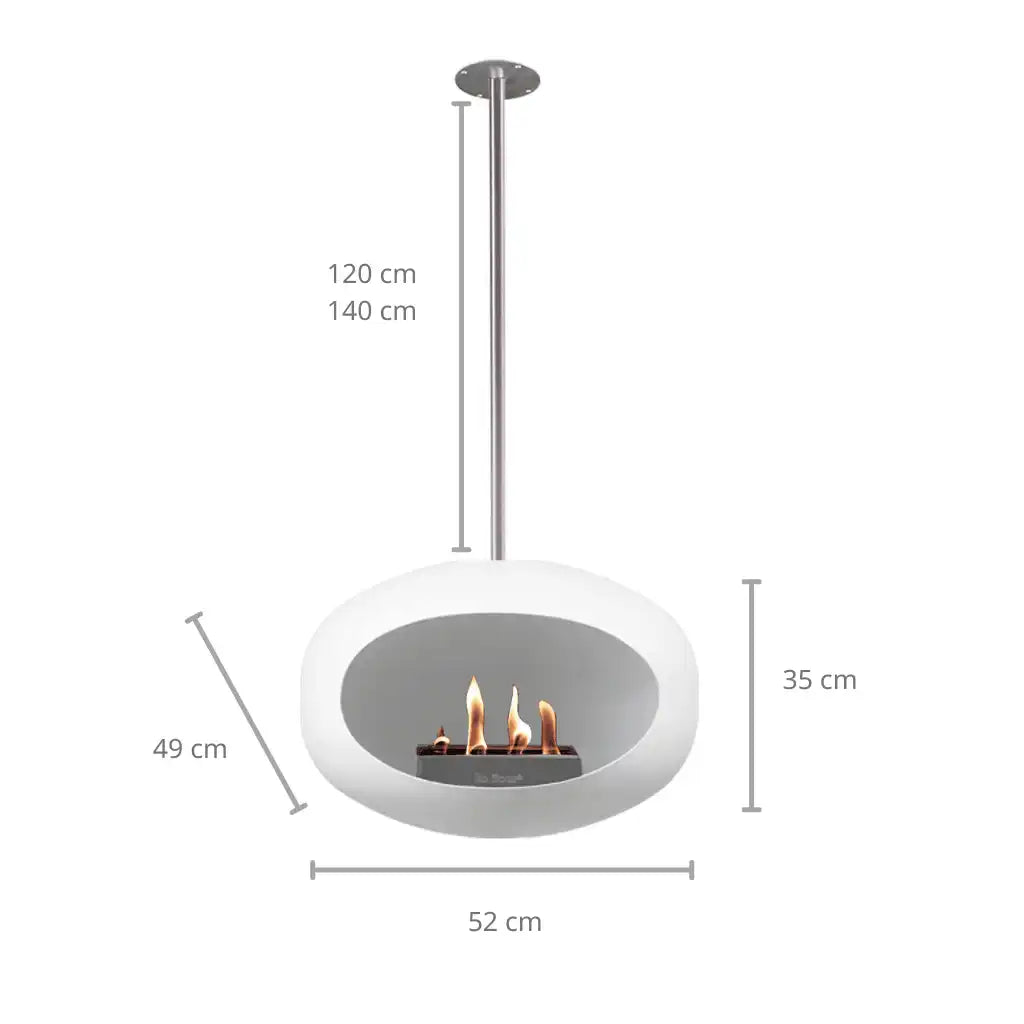 Le Feu Bio-Kamin Edelstahl White Sky hängend Deckenkamin Weiß Edelstahl - HomeDesign Knaus