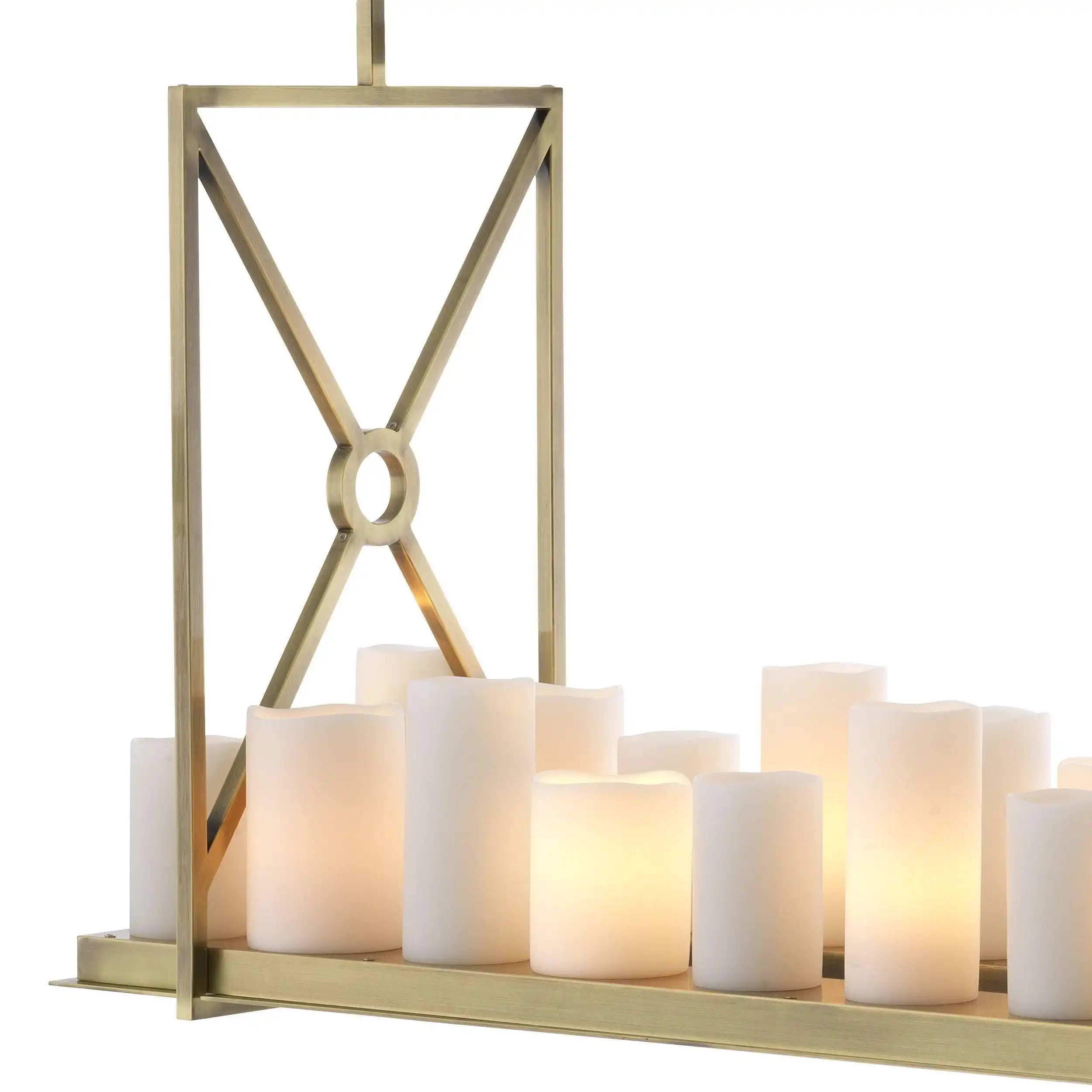 LED Commorde Hängeleuchte Kronleuchter gebürstetes Messingfinish - HomeDesign Knaus