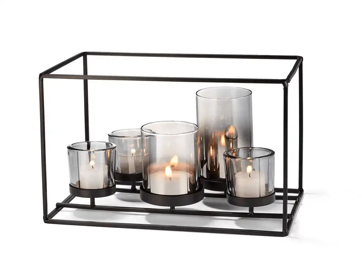 Lichterwelt Elegante Stahl pulverbeschichtet 3D Rauchglas - HomeDesign Knaus