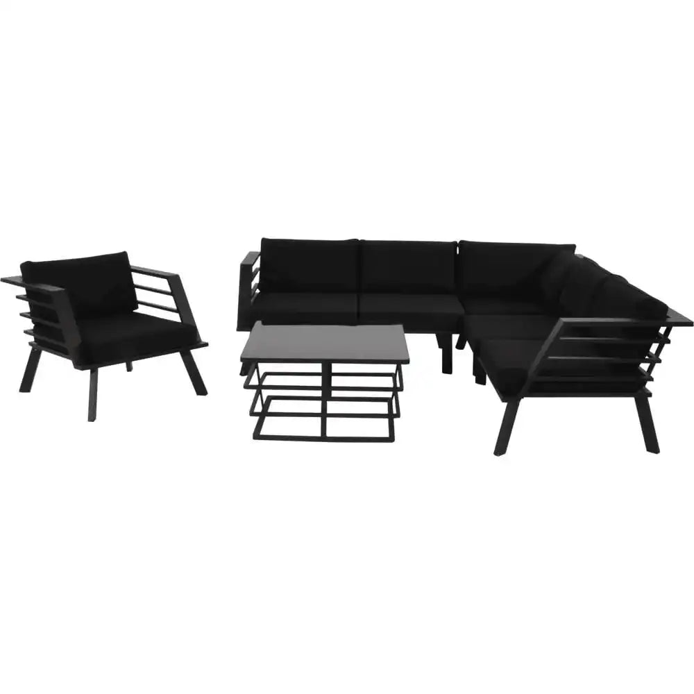 Lounge Eckset Regatta Gartenmöbel Wetterfest Gartenlounge schwarz - HomeDesign Knaus