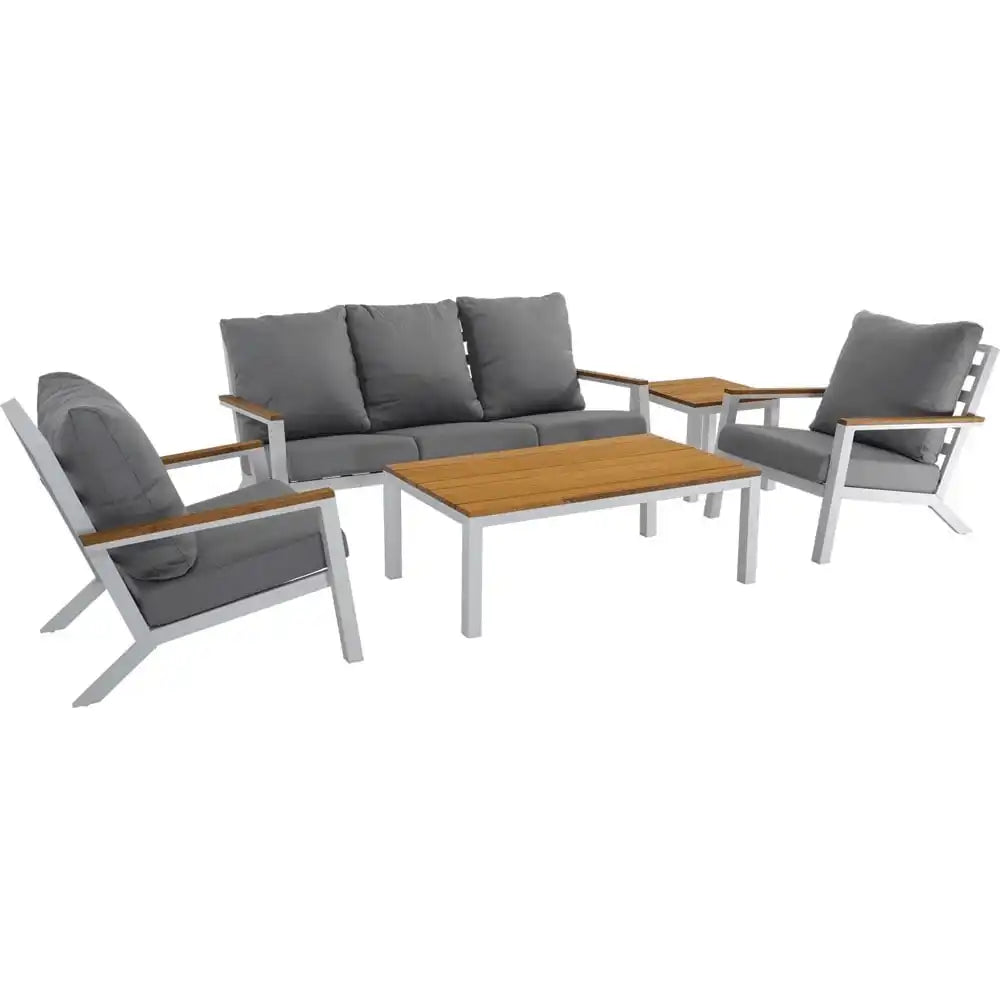 Lounge-Set Donnan-Set Gartenmöbel Wetterfest weiß/grau - HomeDesign Knaus