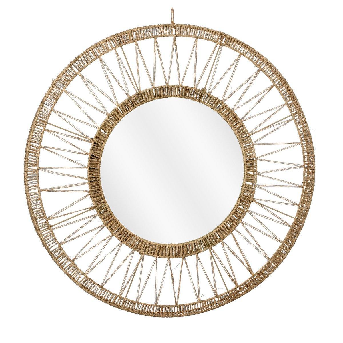 Ludy Wandspiegel – H5 x Ø70 cm – Jute – Hellbraun - HomeDesign Knaus