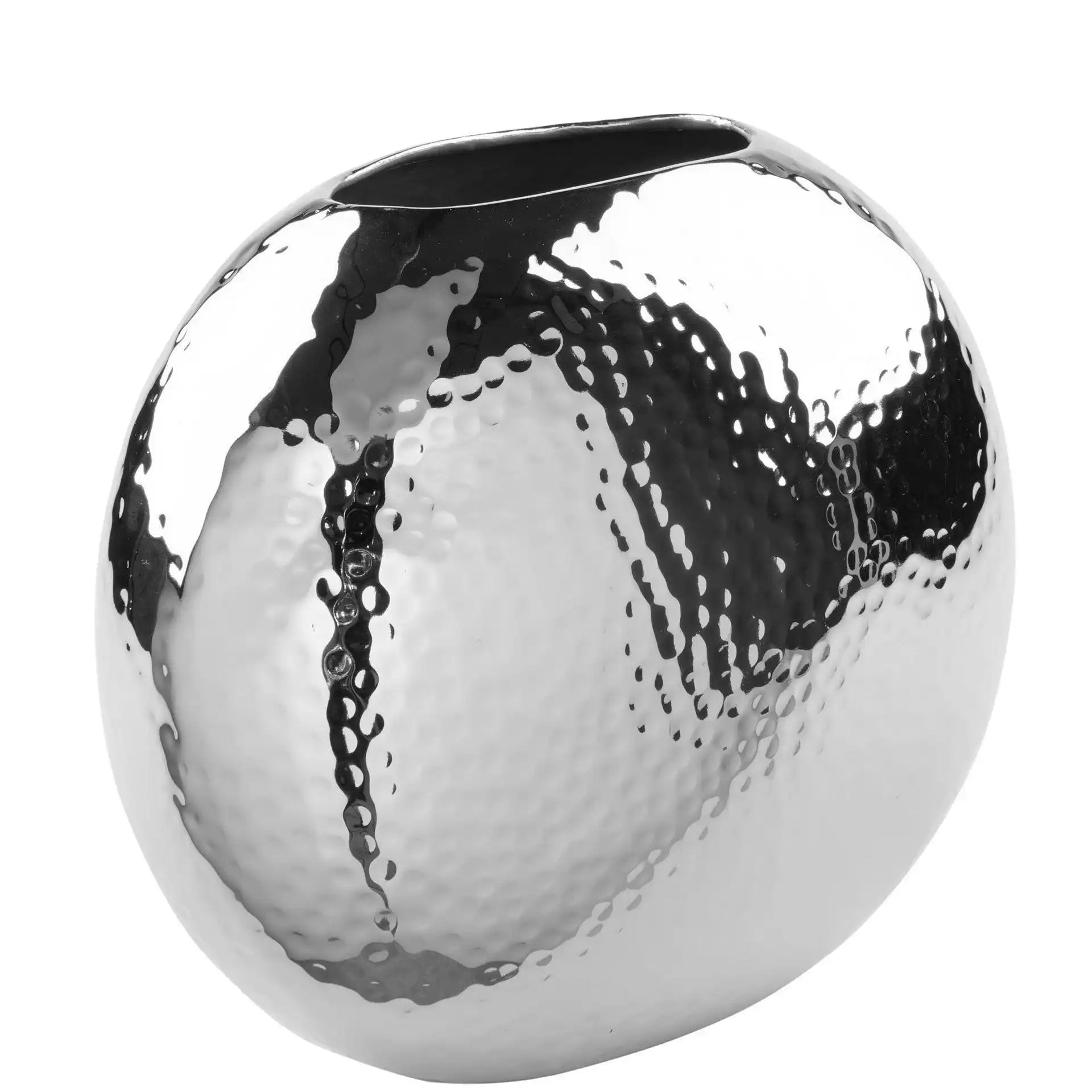 Luna Vase Blumenvase gehämmert Chrom - HomeDesign Knaus