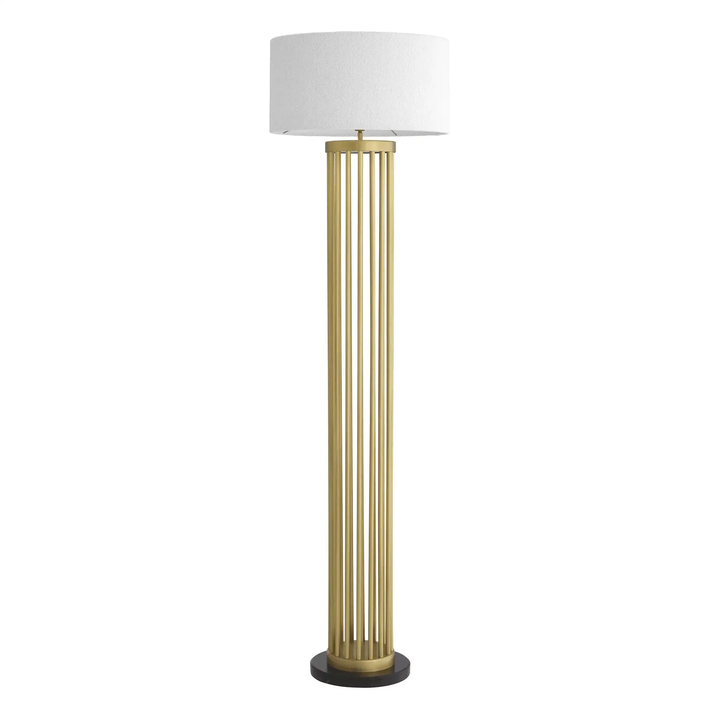 Luxus Stehleuchte Messing Finish schwarzer Marmorsockel Handarbeit - HomeDesign Knaus