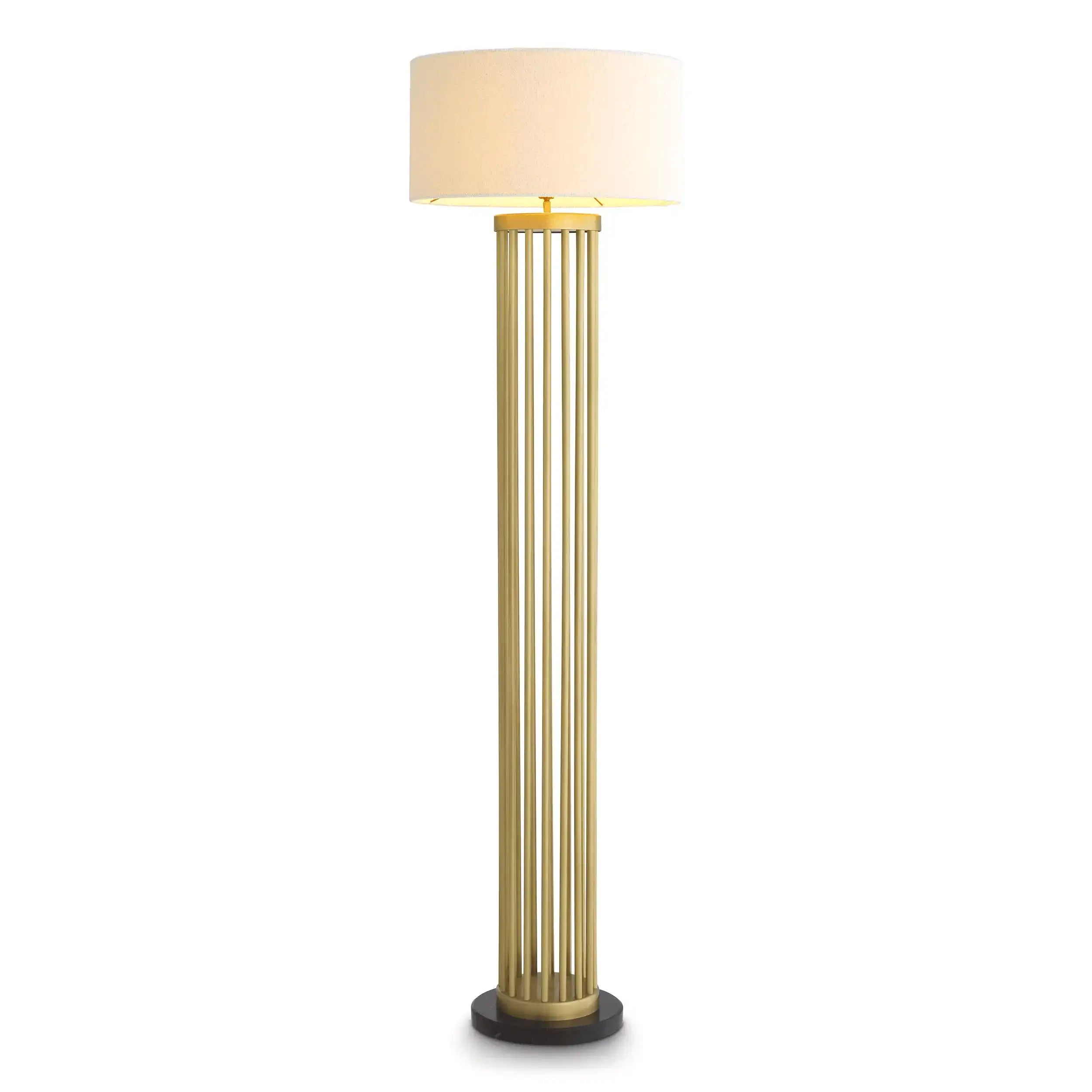 Luxus Stehleuchte Messing Finish schwarzer Marmorsockel Handarbeit - HomeDesign Knaus