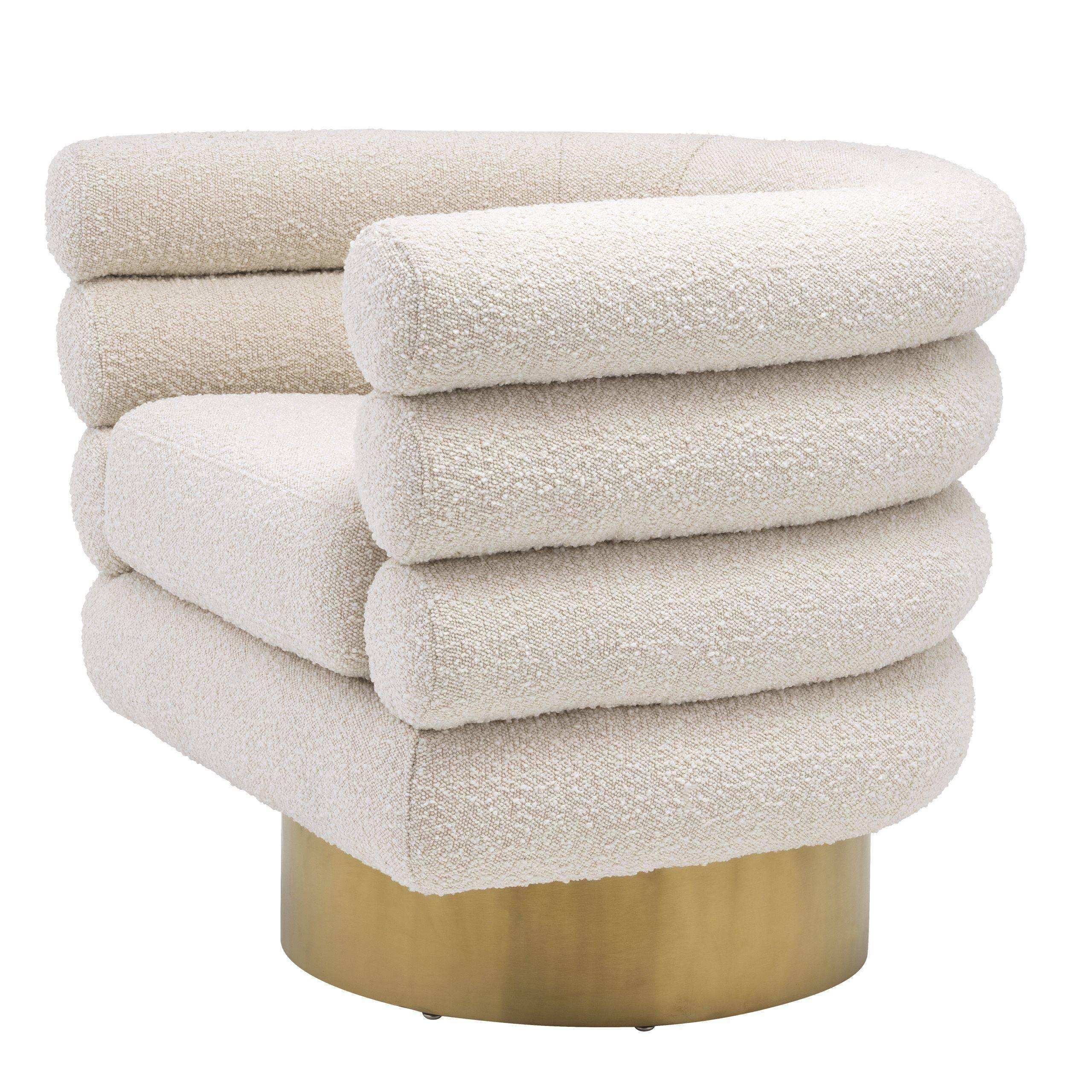Maguire Sessel Loungesessel Drehfuß mit gebürstetem Messingfinish Polyester - HomeDesign Knaus