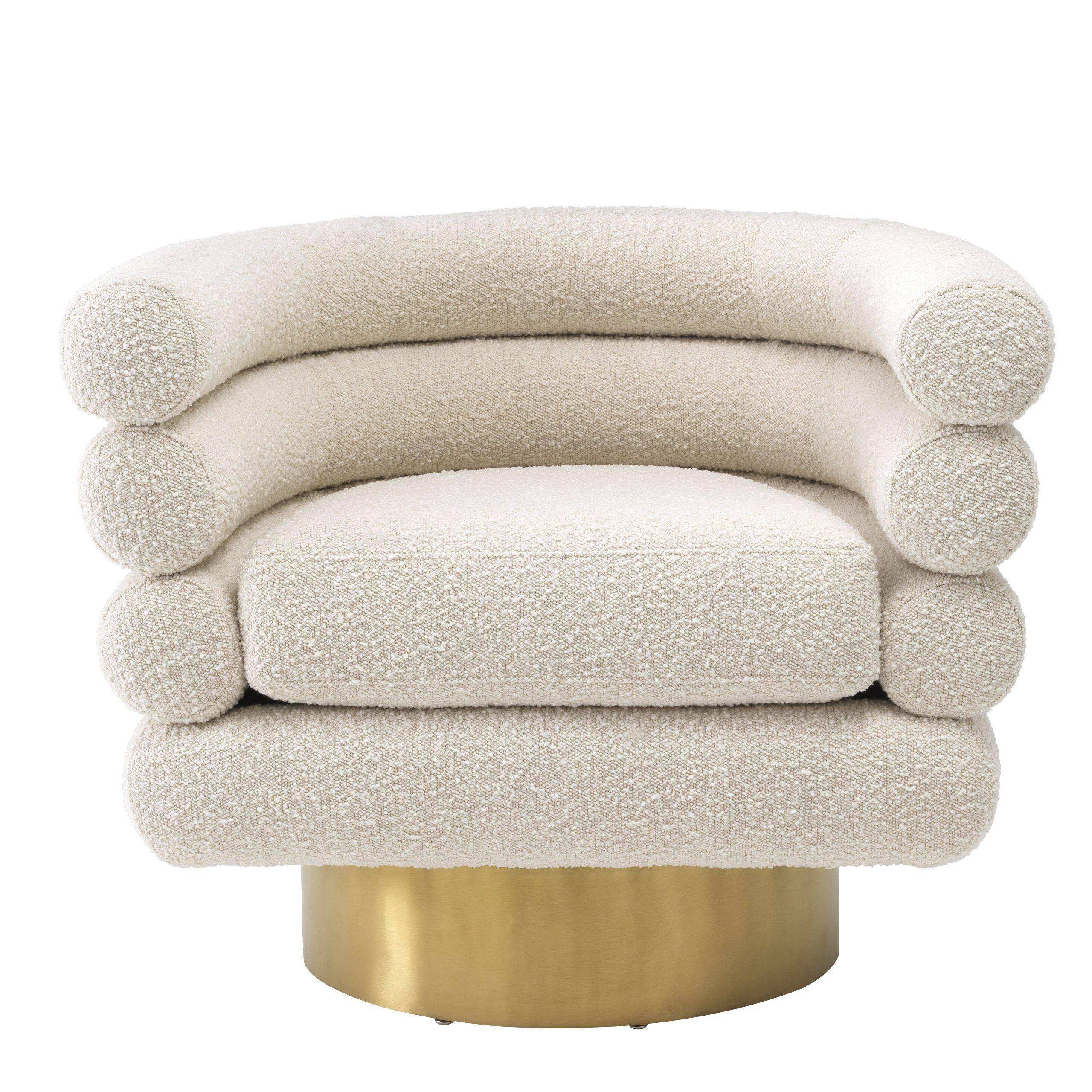 Maguire Sessel Loungesessel Drehfuß mit gebürstetem Messingfinish Polyester - HomeDesign Knaus