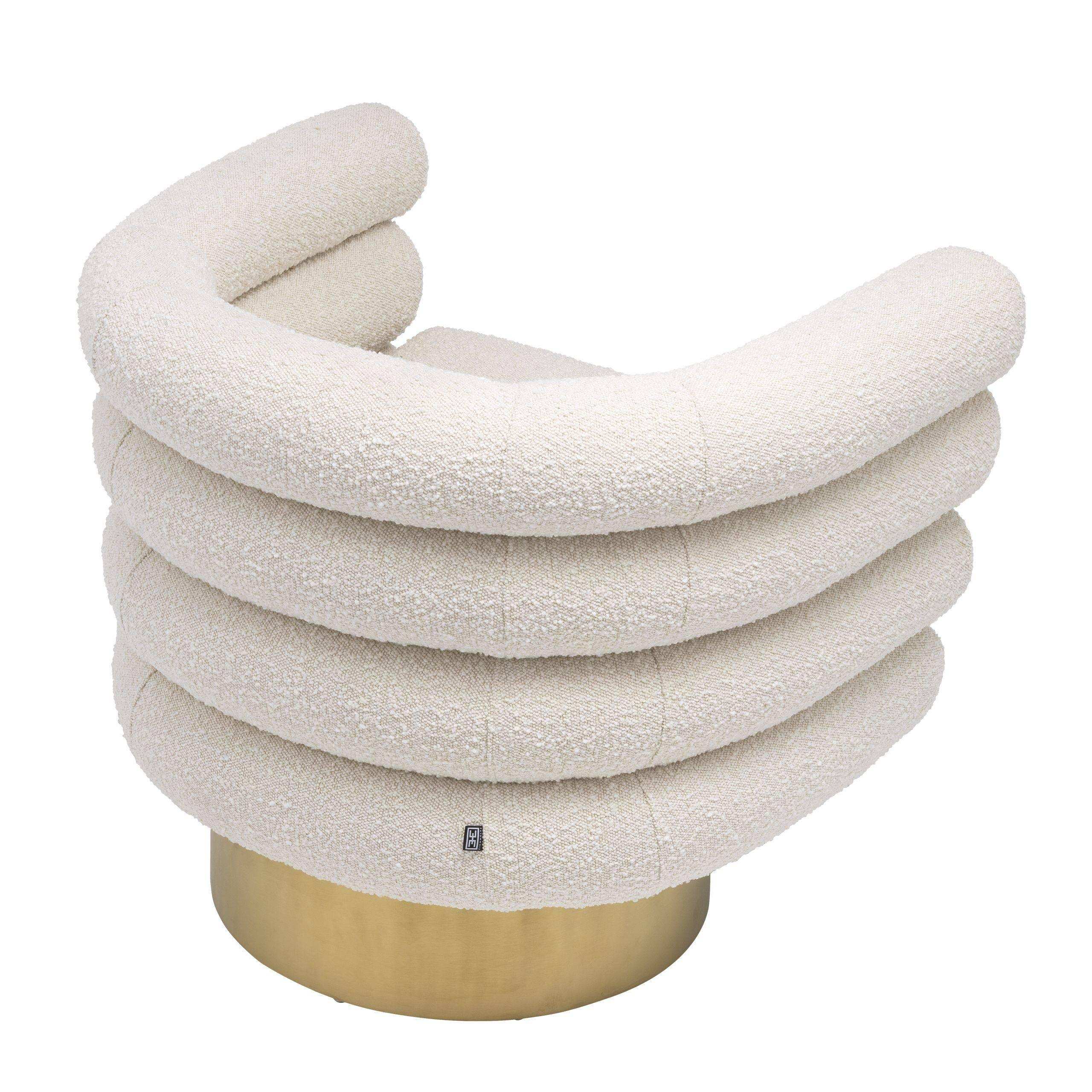 Maguire Sessel Loungesessel Drehfuß mit gebürstetem Messingfinish Polyester - HomeDesign Knaus