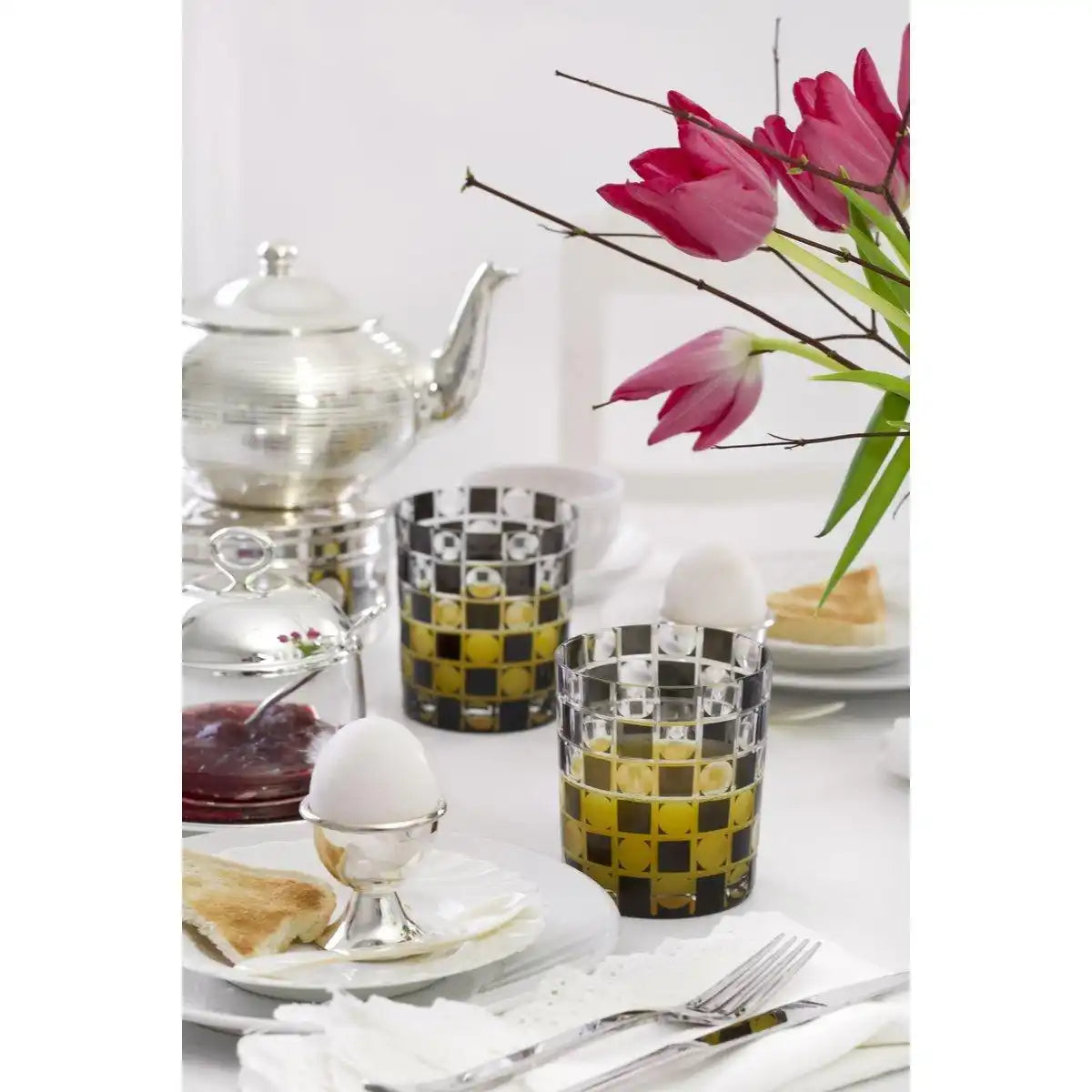 Marmeladenglas Jago mit Untersetzer und Löffel, edel versilbert - HomeDesign Knaus