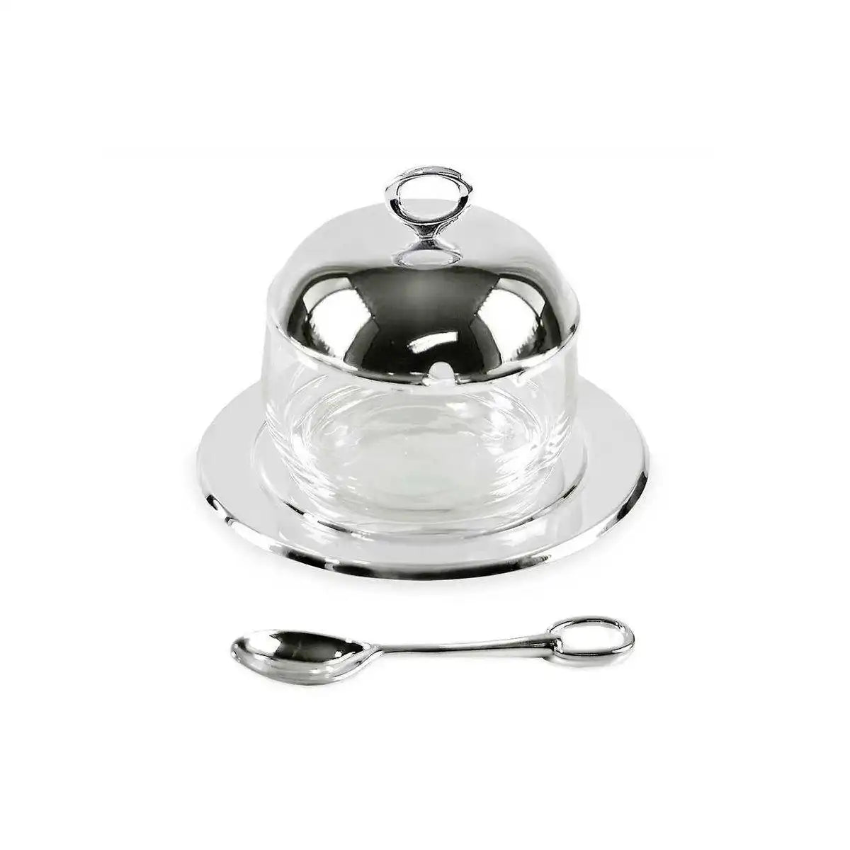 Marmeladenglas Jago mit Untersetzer und Löffel, edel versilbert - HomeDesign Knaus