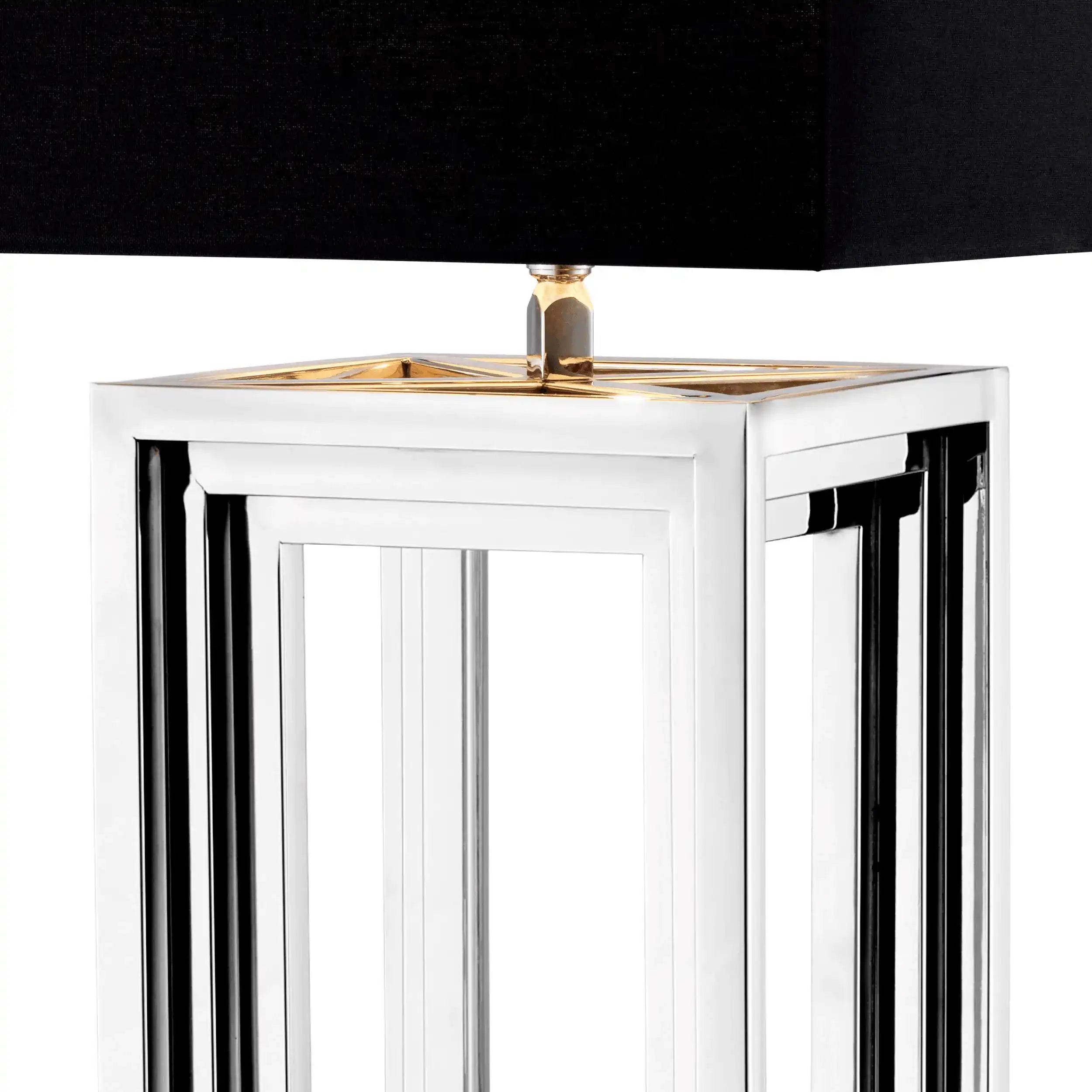 Menaggio Tischleuchte Messing-Finish schwarzem Schirm Handarbeit - HomeDesign Knaus