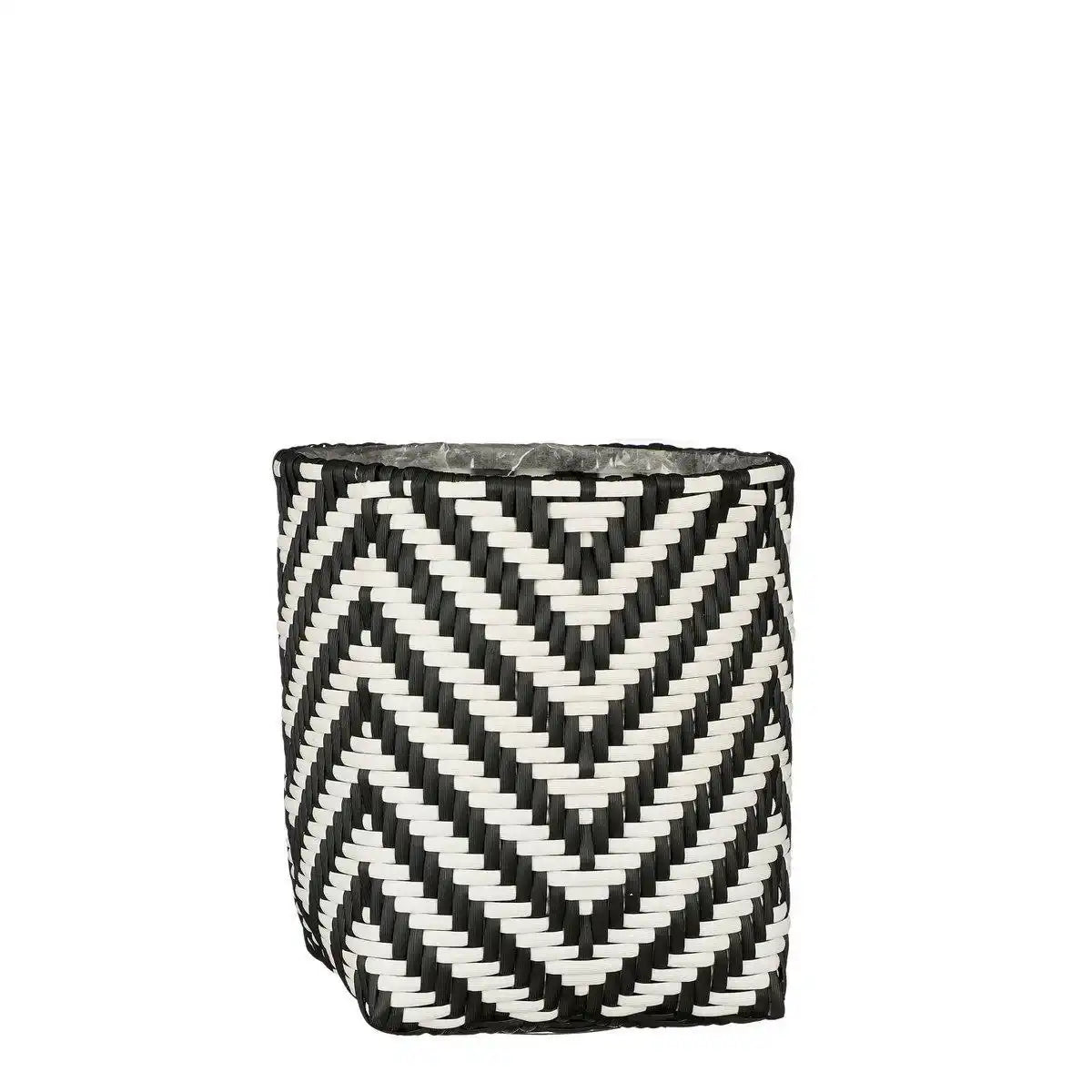Merlijn Outdoor-Pflanzkorb – 3er-Set – H26 x Ø24 cm – recycelter Kunststoff – Schwarz, Weiß - HomeDesign Knaus