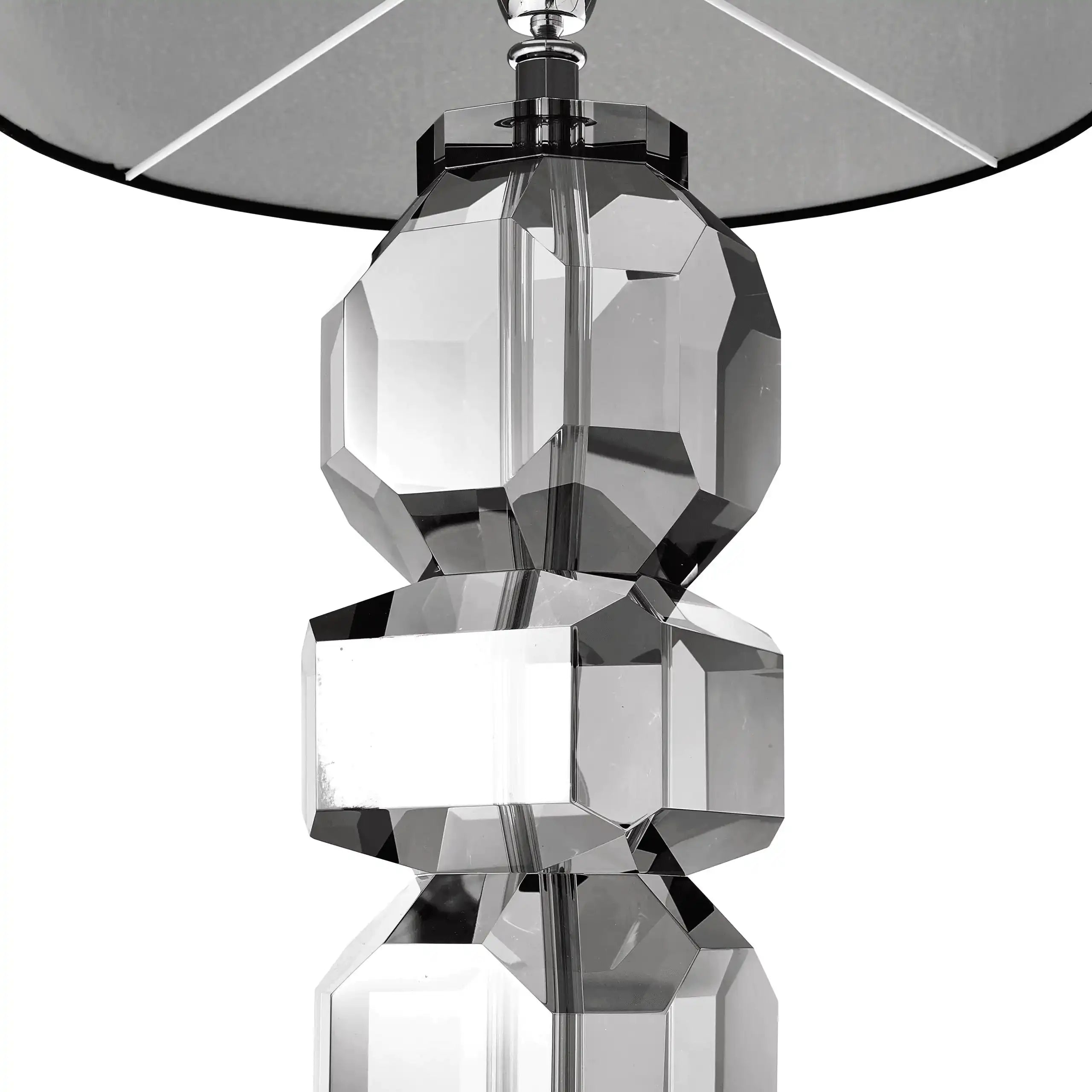 Morninggton Rauchkristallglas Tischleuchte schwarzem Schirm - HomeDesign Knaus
