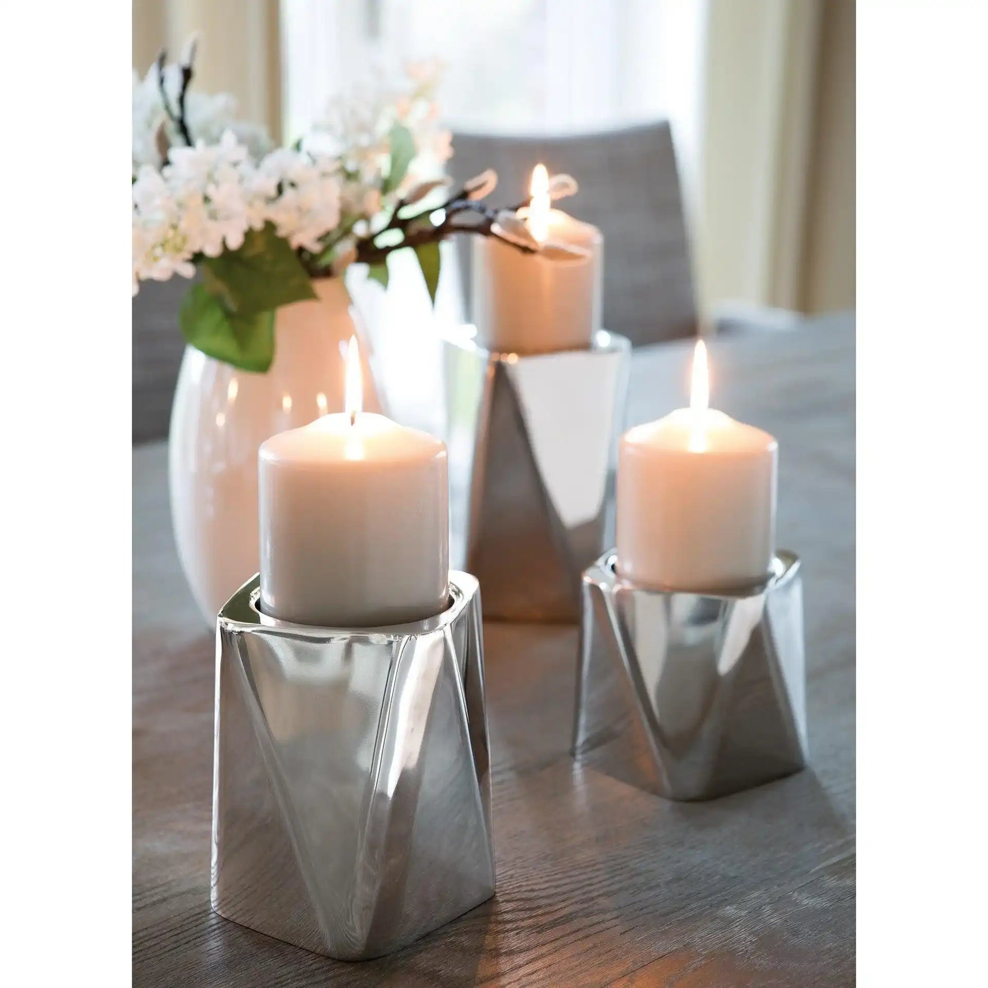 Navona Kerzenständer Stumpelkerzen Alu Chrom - HomeDesign Knaus