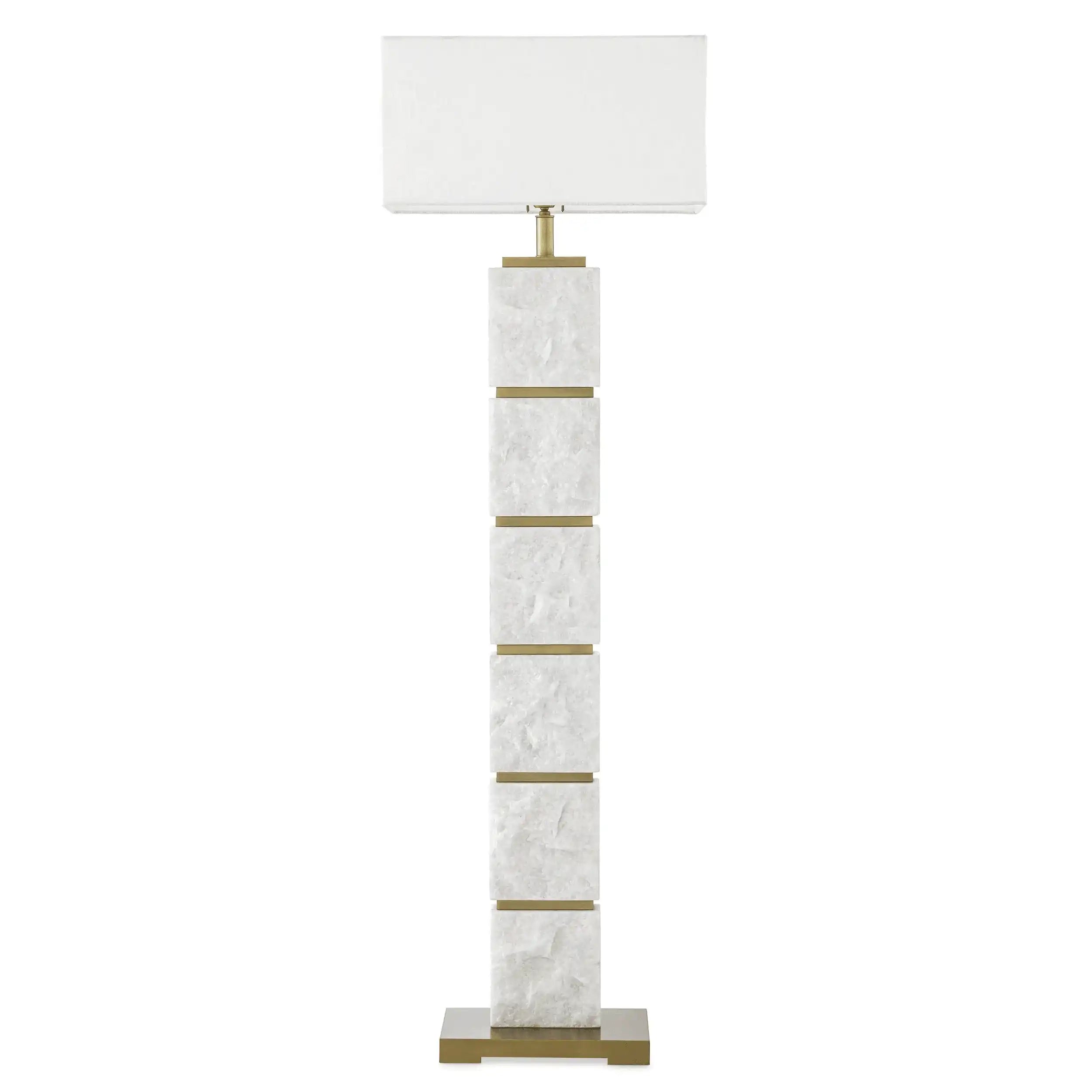 Newton Stehleuchte Antik-Messing-Finish weisser Marmor Handarbeit - HomeDesign Knaus