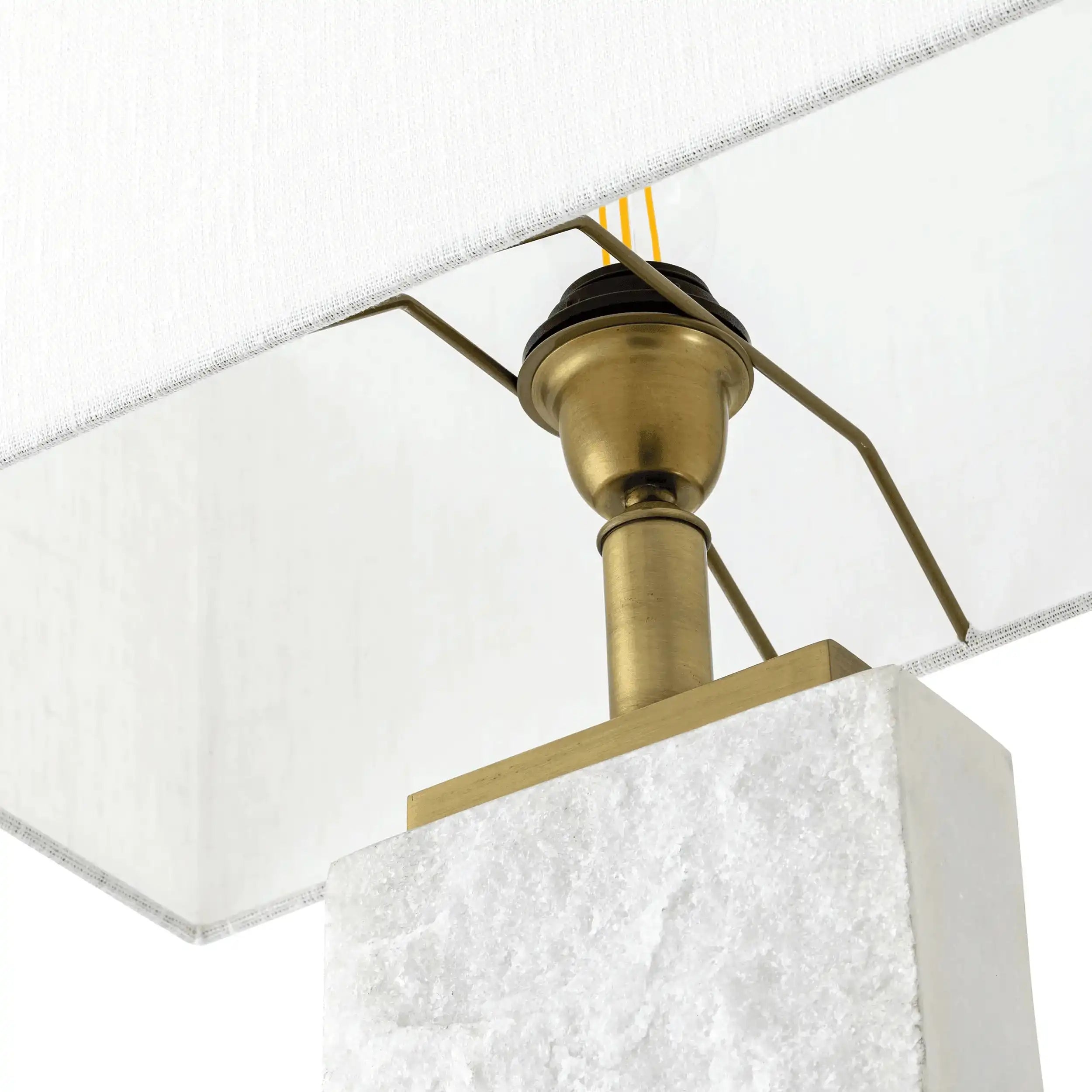 Newton Stehleuchte Antik-Messing-Finish weisser Marmor Handarbeit - HomeDesign Knaus