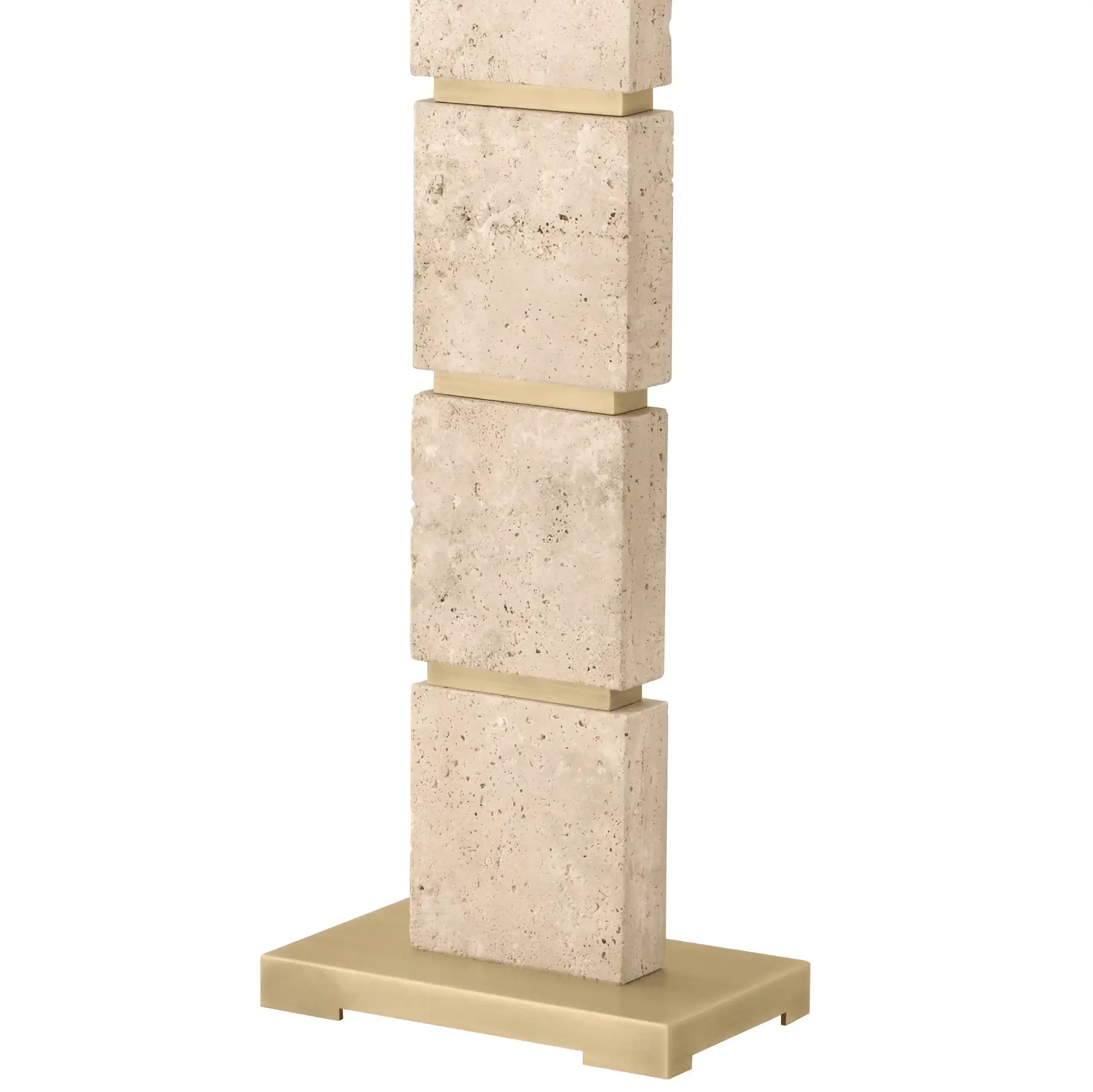 Newton Stehleuchte Travertin Antik Messingfinish Handarbeit - HomeDesign Knaus