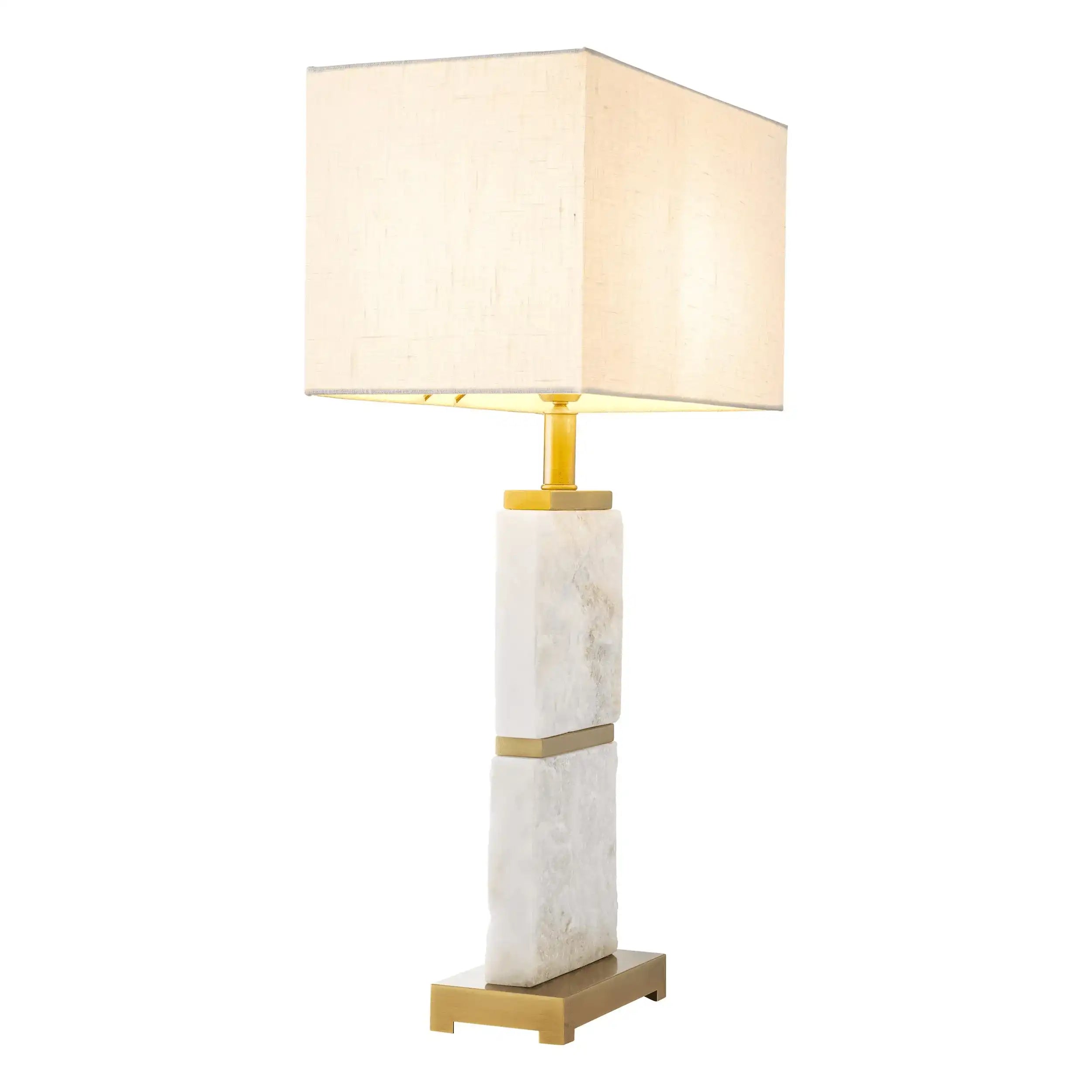 Newton Tischleuchte Travertin Antikes Messingfinish Mamor - HomeDesign Knaus
