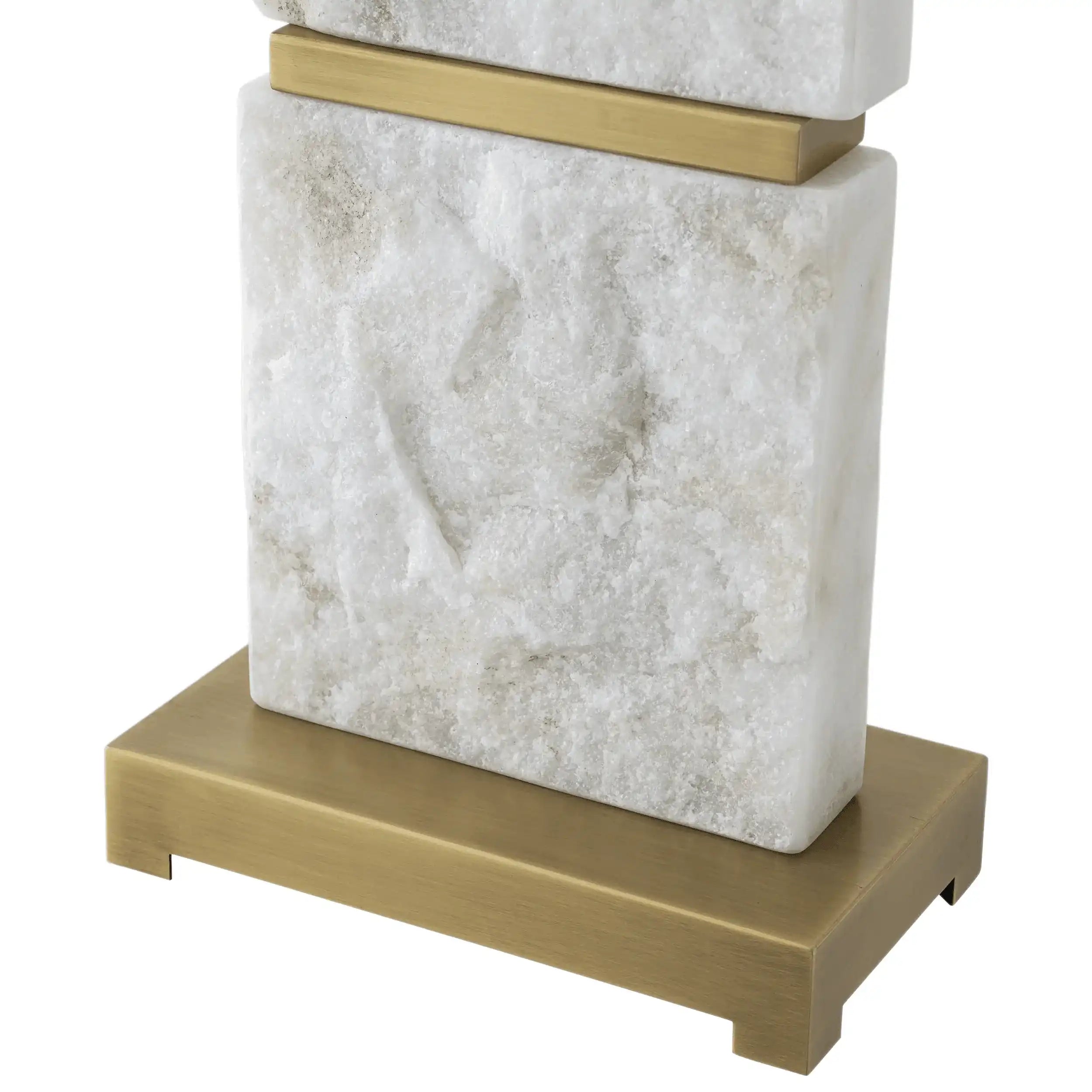 Newton Tischleuchte Travertin Antikes Messingfinish Mamor - HomeDesign Knaus