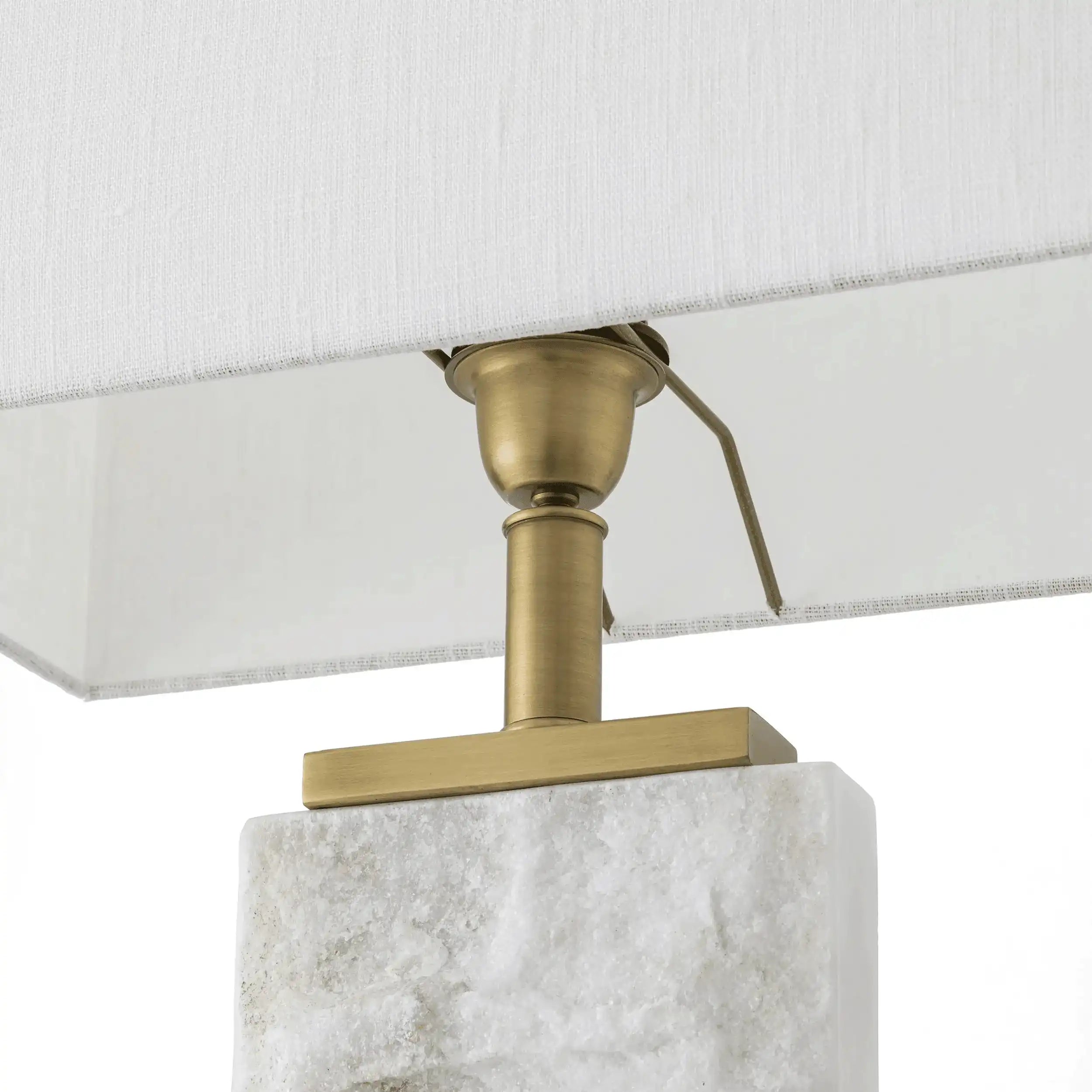 Newton Tischleuchte Travertin Antikes Messingfinish Mamor - HomeDesign Knaus