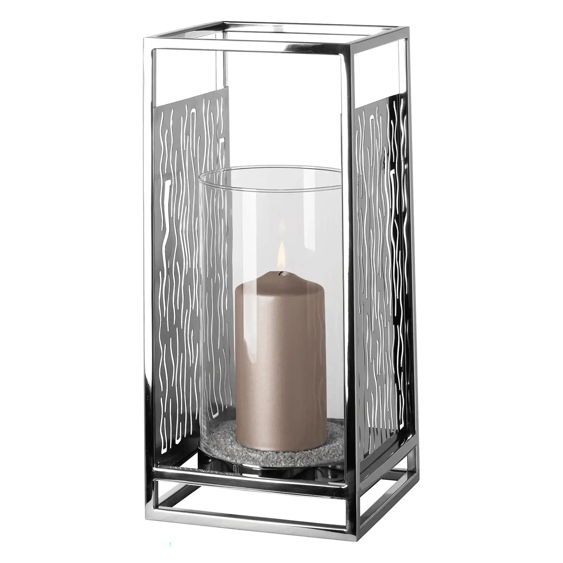 Nocosa Kerzenhalter Windlicht mit Glas Unikat Chrom Handarbeit - HomeDesign Knaus
