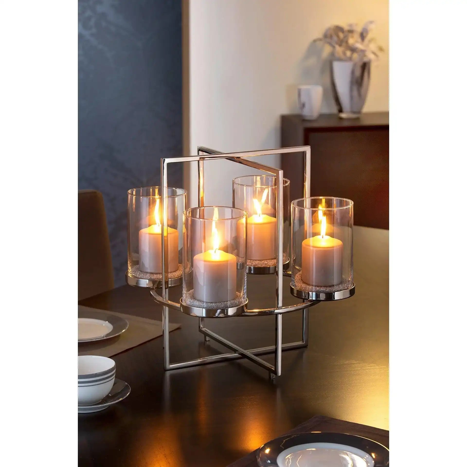 Norman Kranz Kerzenhalter Unikat Handarbeit Chrom - HomeDesign Knaus