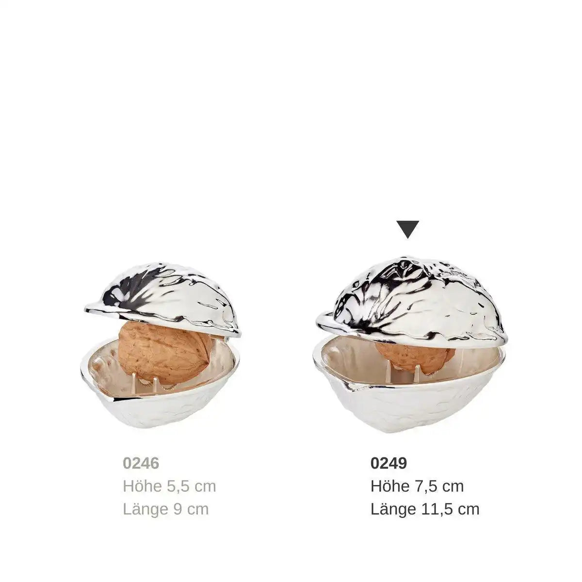 Nussknacker Walnuss, edel versilbert, anlaufgeschützt, Länge 12 cm - HomeDesign Knaus