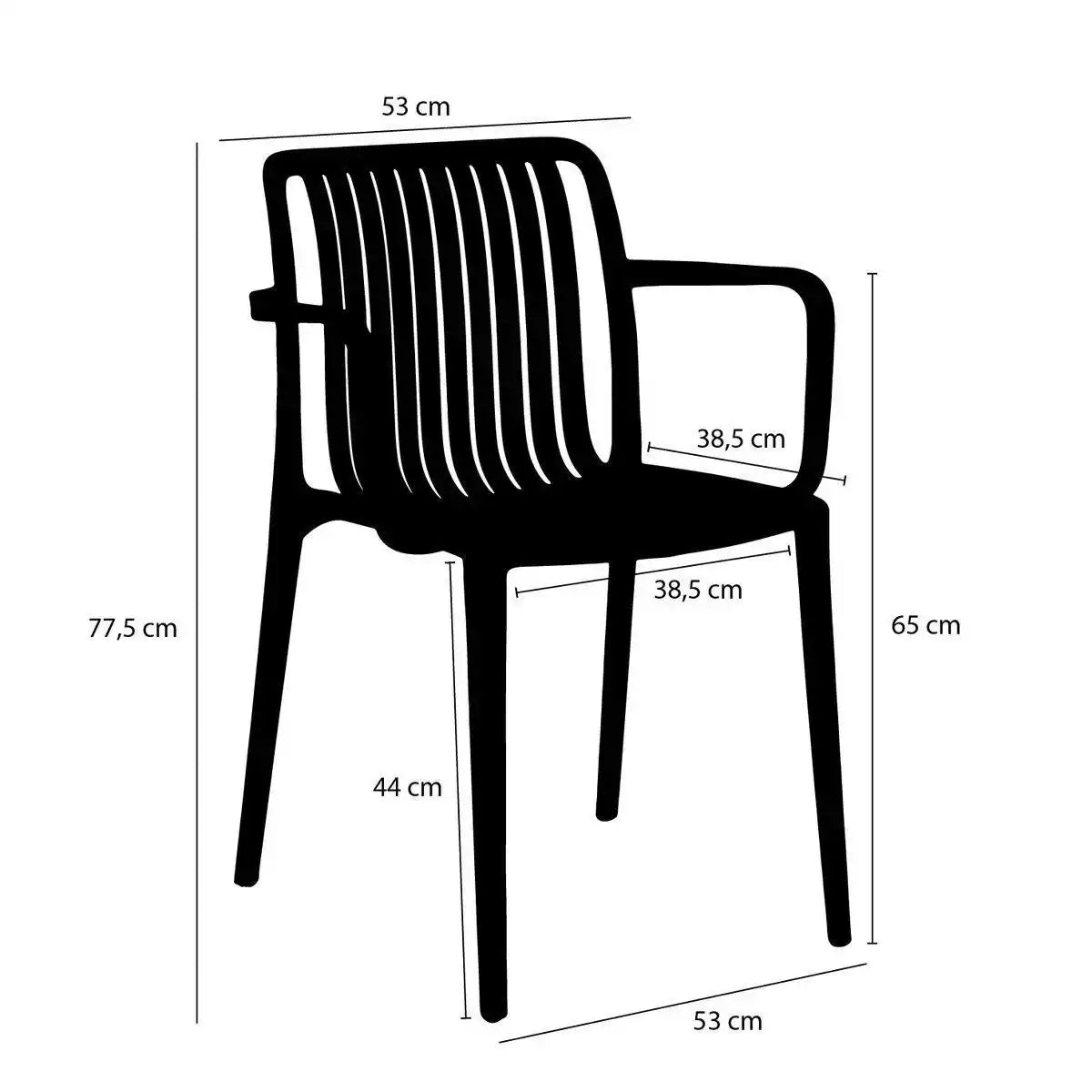 Paloma Gartenstuhl – L53 x B53 x H77,5 cm – Polypropylen – Schwarz - HomeDesign Knaus